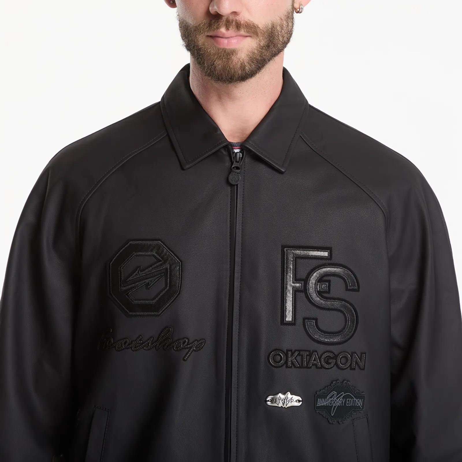 Takit Footshop x Oktagon Leather Jacket Black