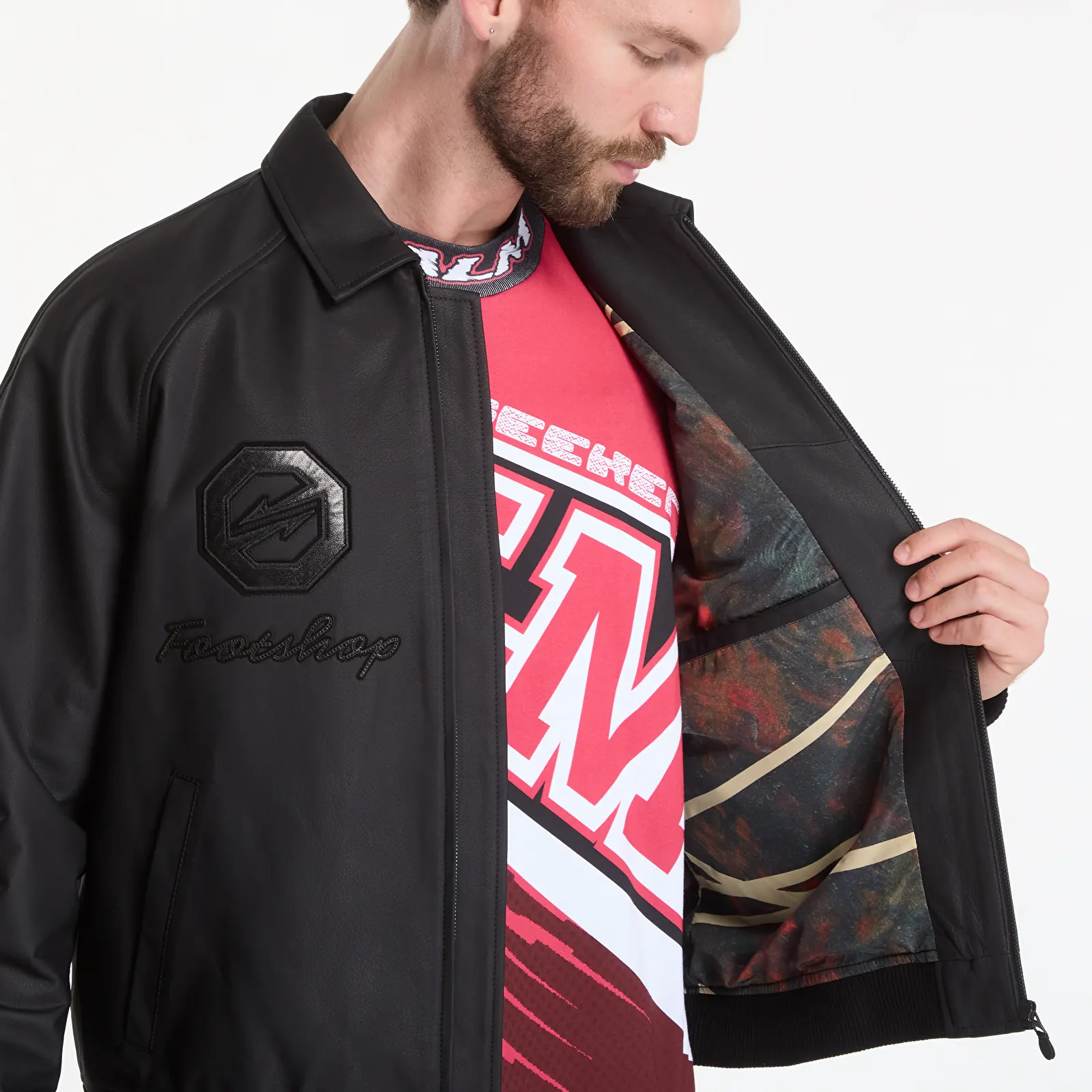 Takit Footshop x Oktagon Leather Jacket Black