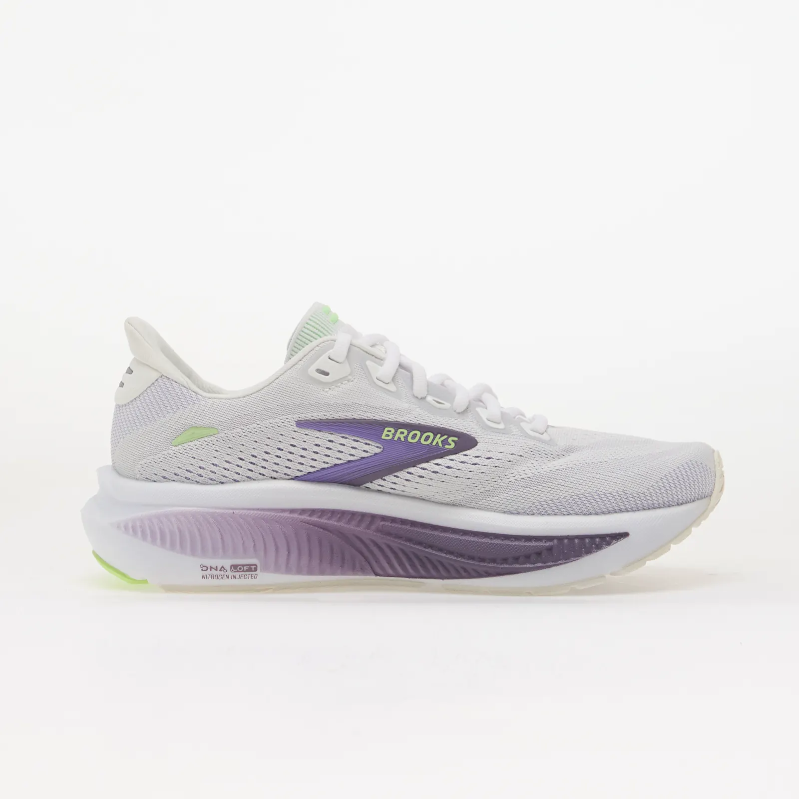 Naisten kengät Brooks Ghost 18 White/ Purple Hebe/ Green