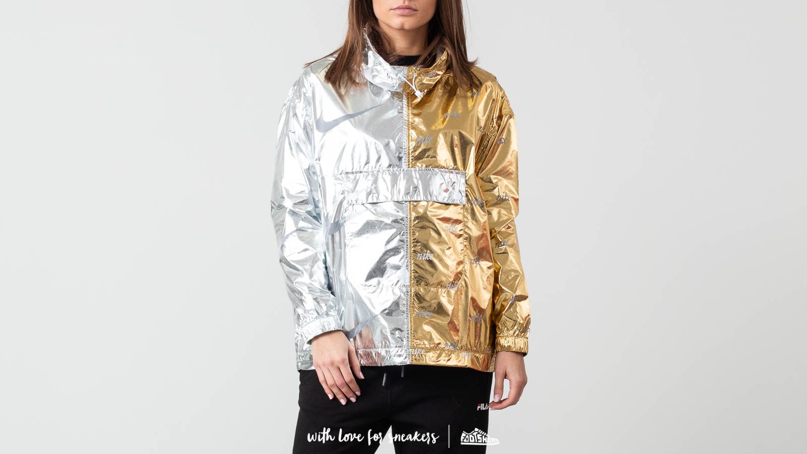 Jackets Nike Sportswear Metallic Jacker Silver Gold Footshop