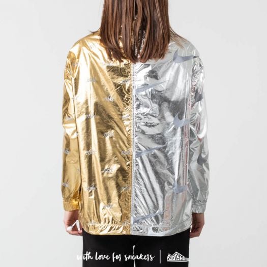 Metallic silver nike jacket store
