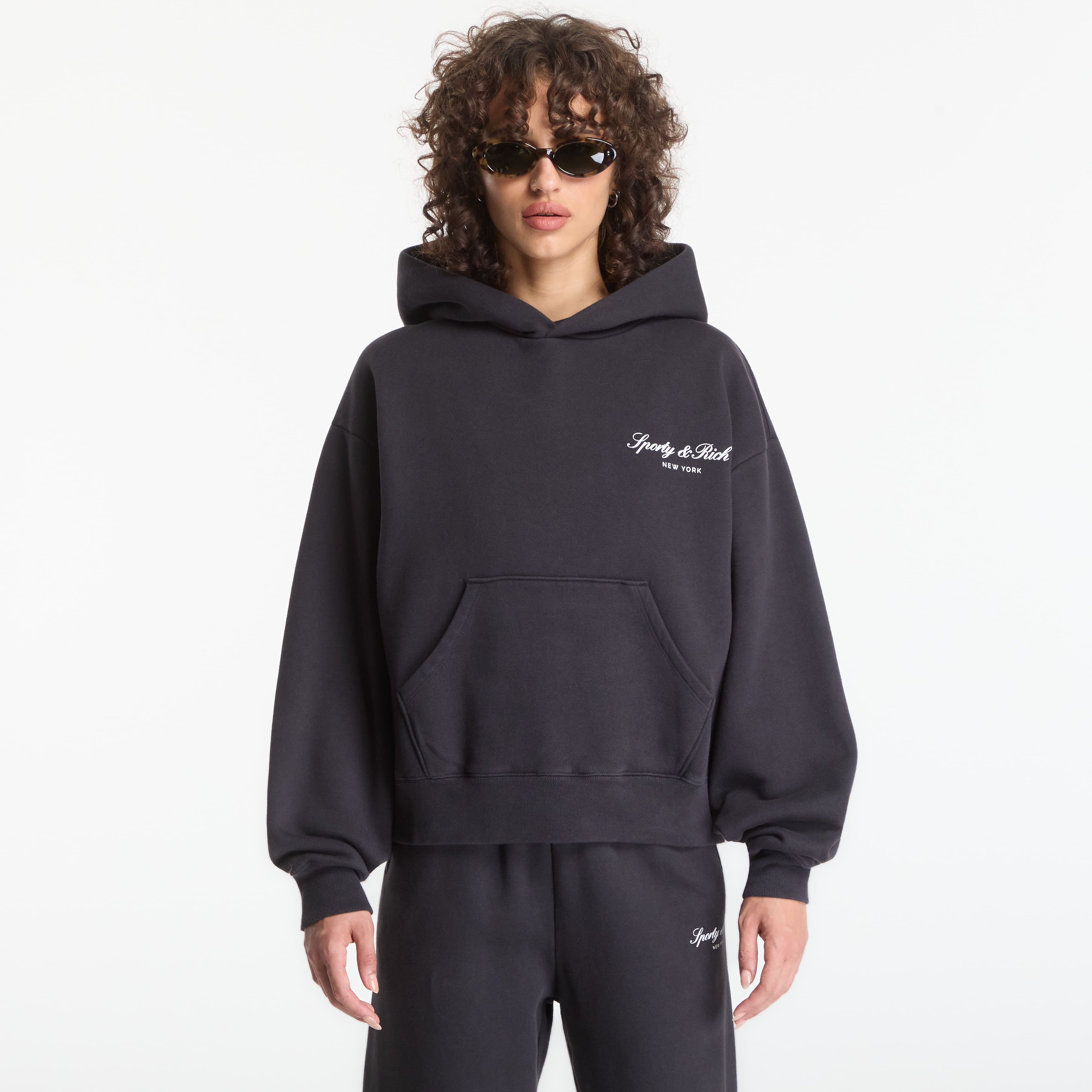 Суитшърт Sporty & Rich Signature NY Hoodie UNISEX Faded Black S