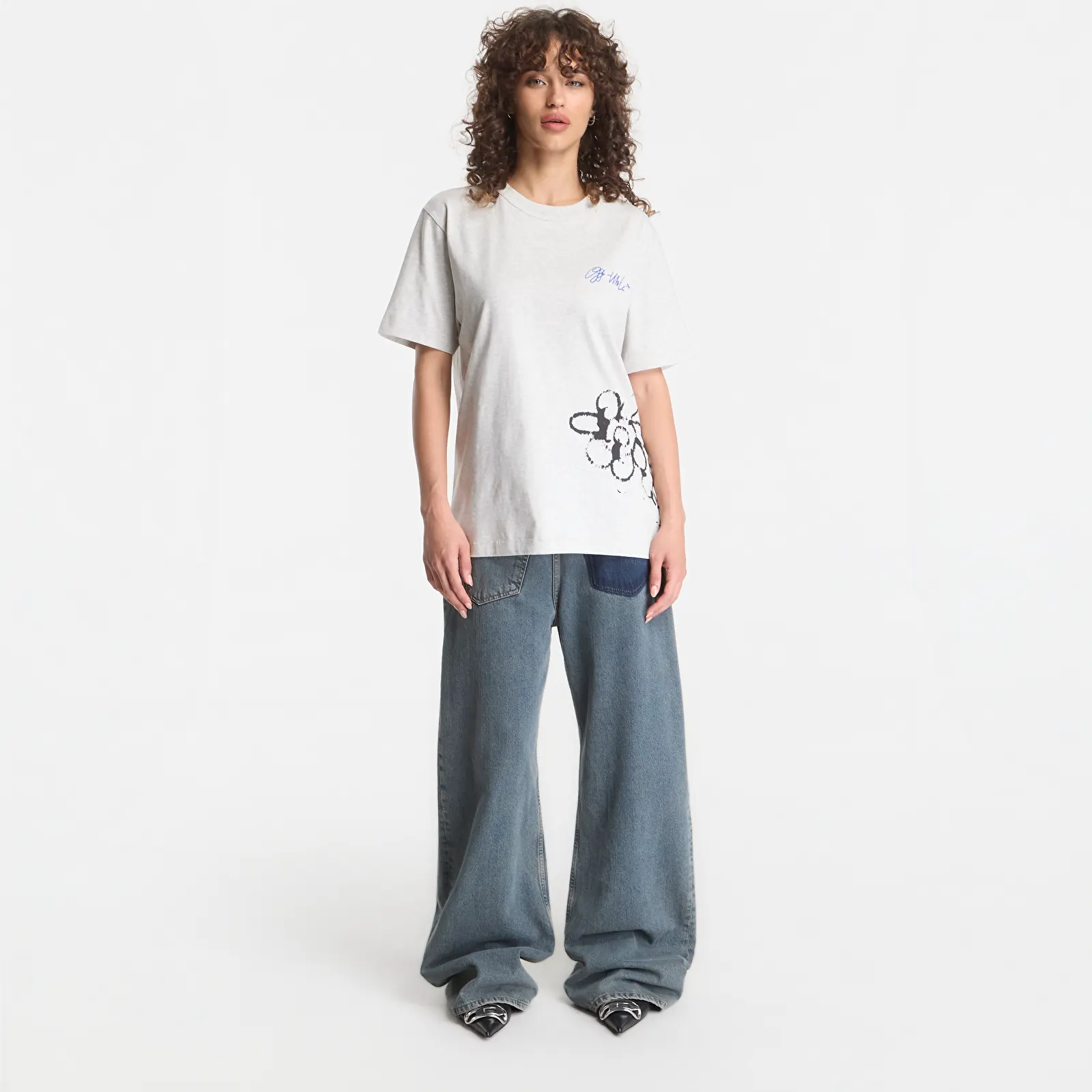 Camisetas Off-White Metal Flowers Regular S/S Tee UNISEX Grey Melange