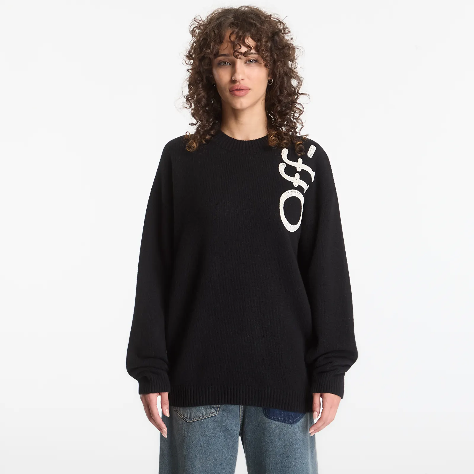 Svetre Off-White Vertical Bookish Knit Crewneck UNISEX Black