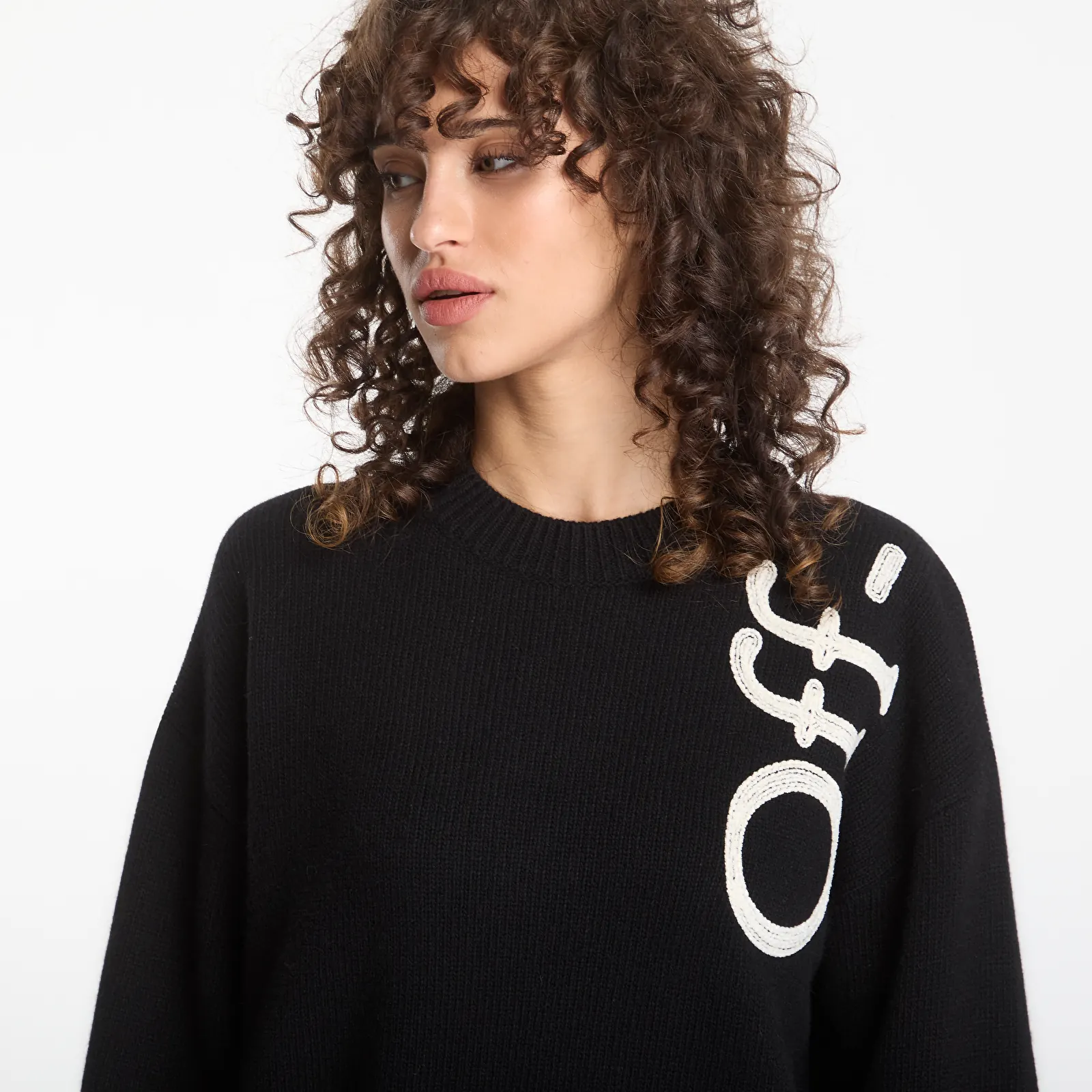 Svetre Off-White Vertical Bookish Knit Crewneck UNISEX Black