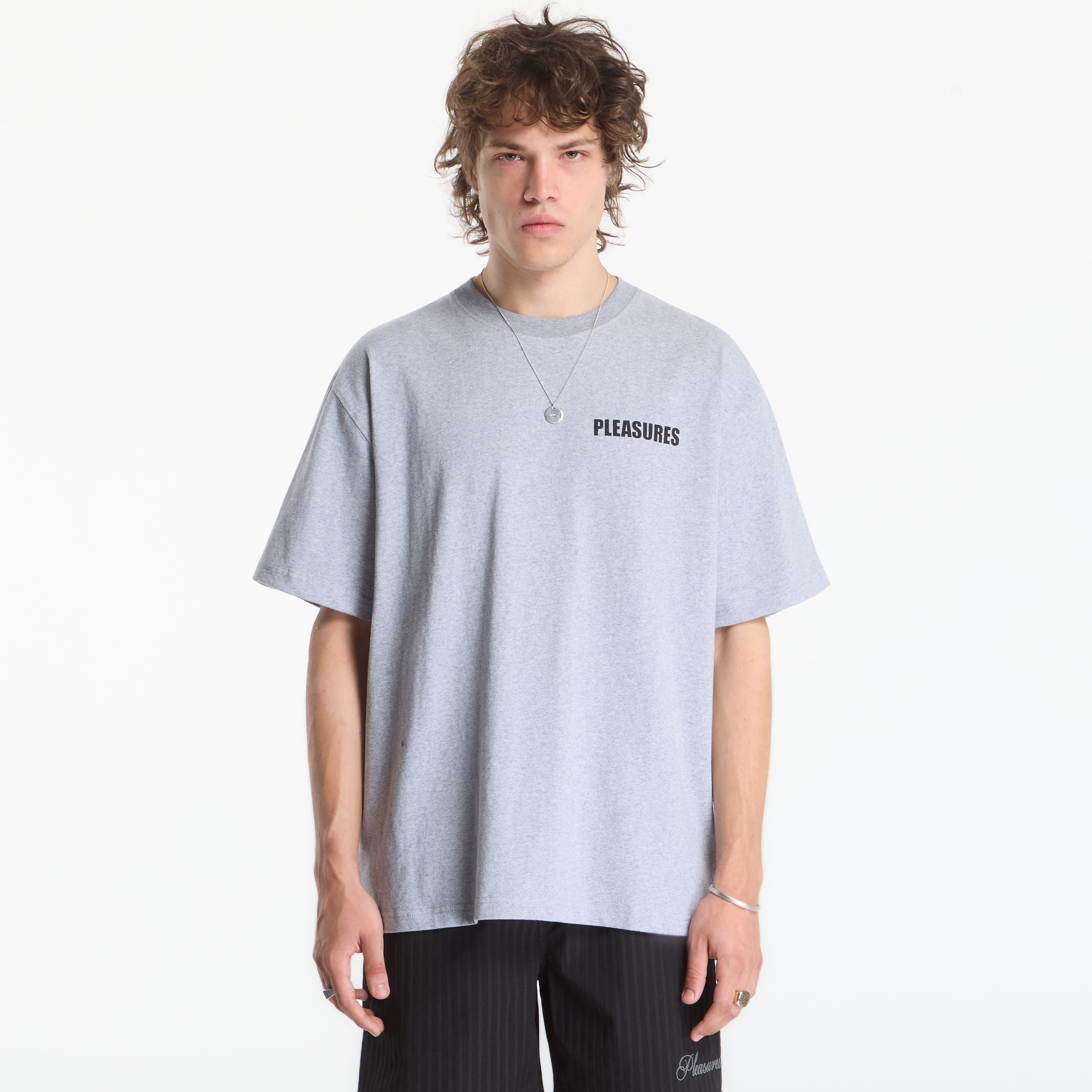 Тениска PLEASURES Impact Heavyweight Shirt Grey Melange S