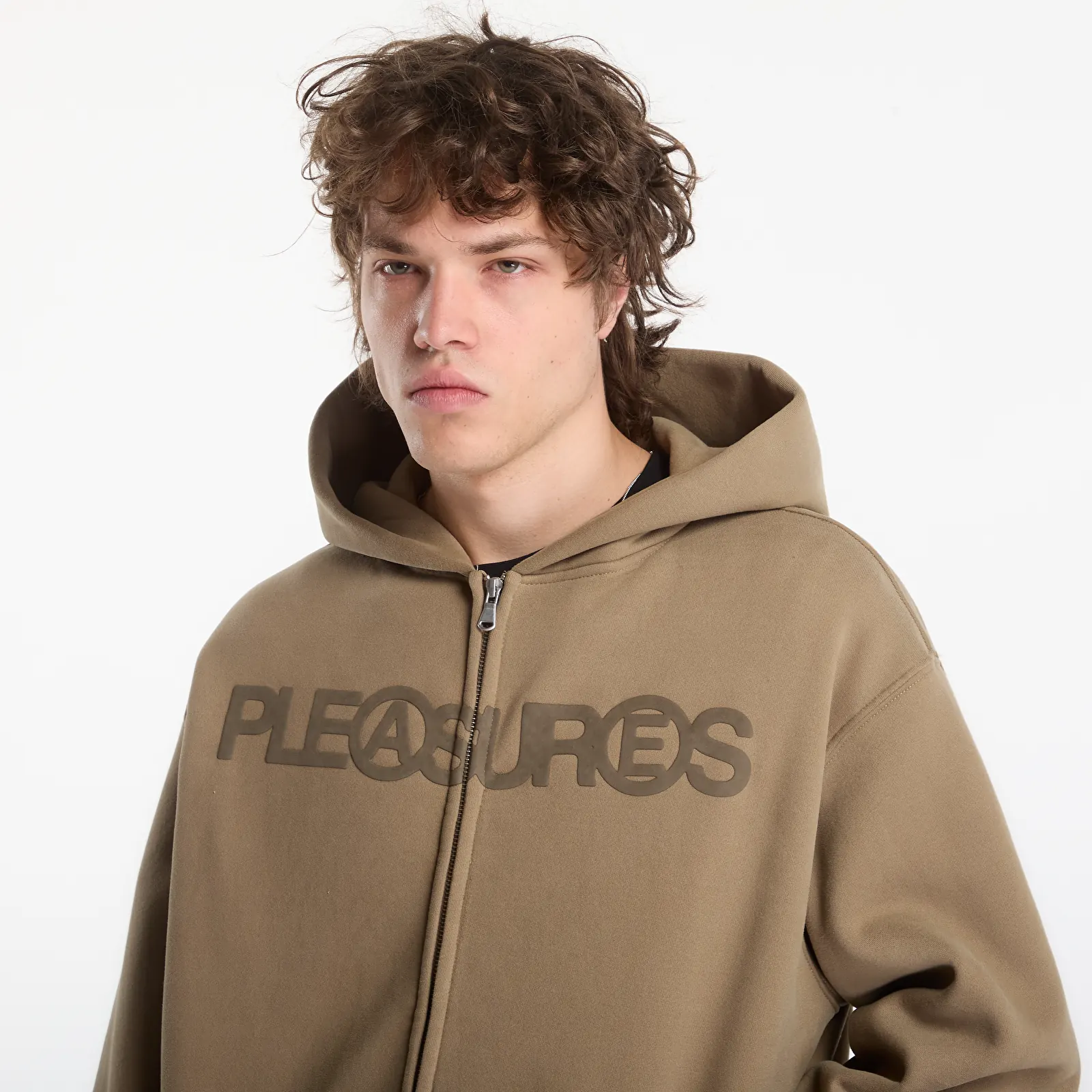 Bluzy PLEASURES Zine Zip Hoodie Mud