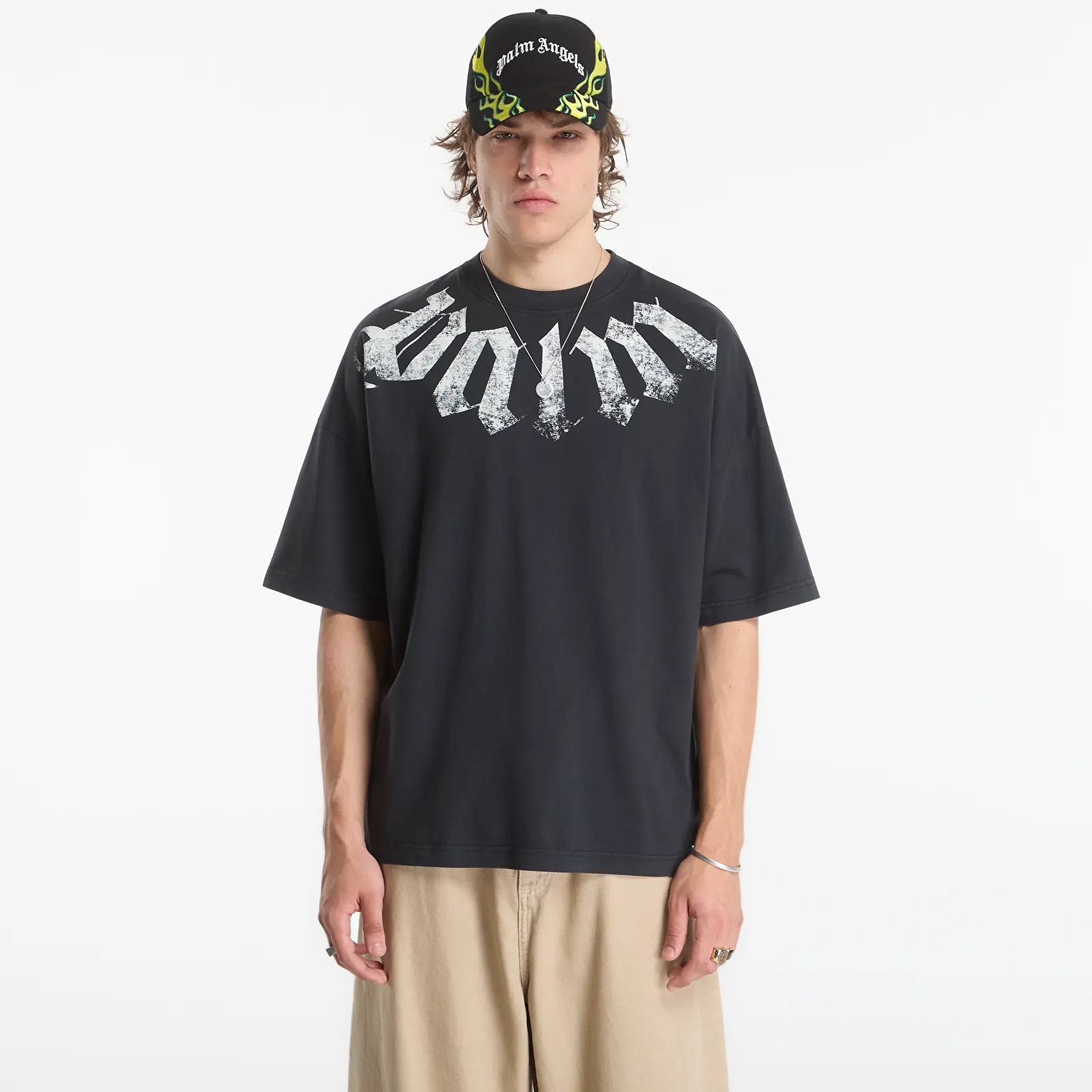 T-shirts  Palm Angels Big Neck Logo Loose Tee Black/ Off White