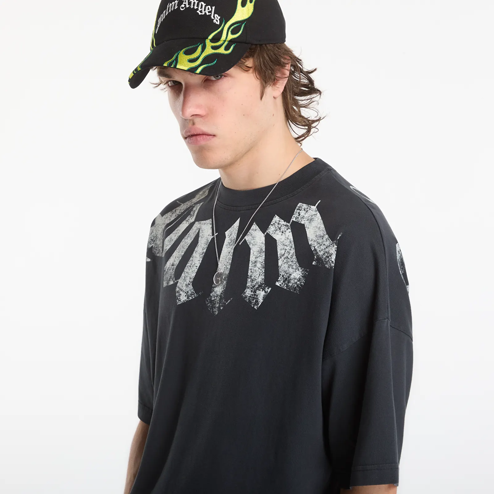 T-shirts  Palm Angels Big Neck Logo Loose Tee Black/ Off White