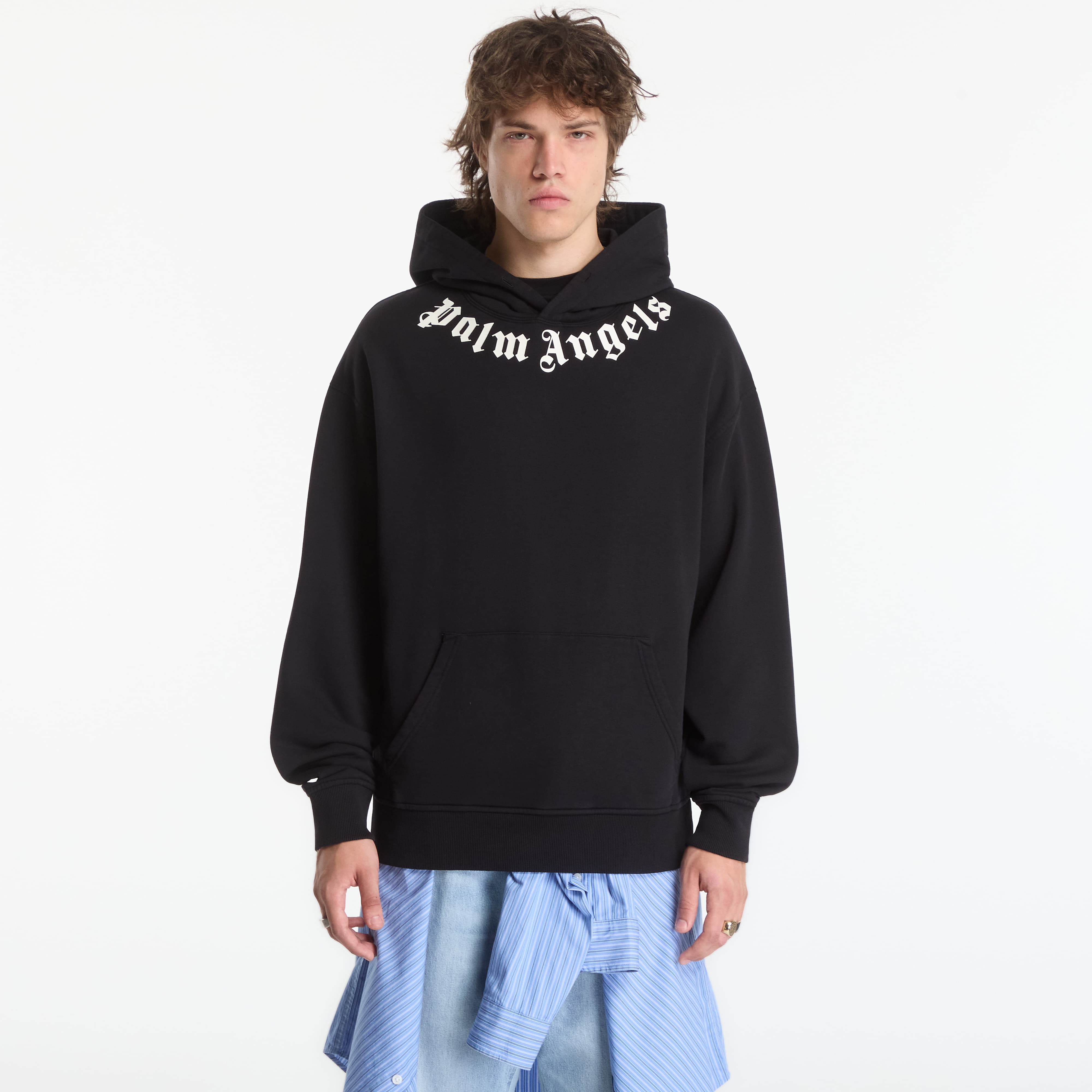 Суитшърт Palm Angels Neck Logo Regular Hoodie Black/ Off White M
