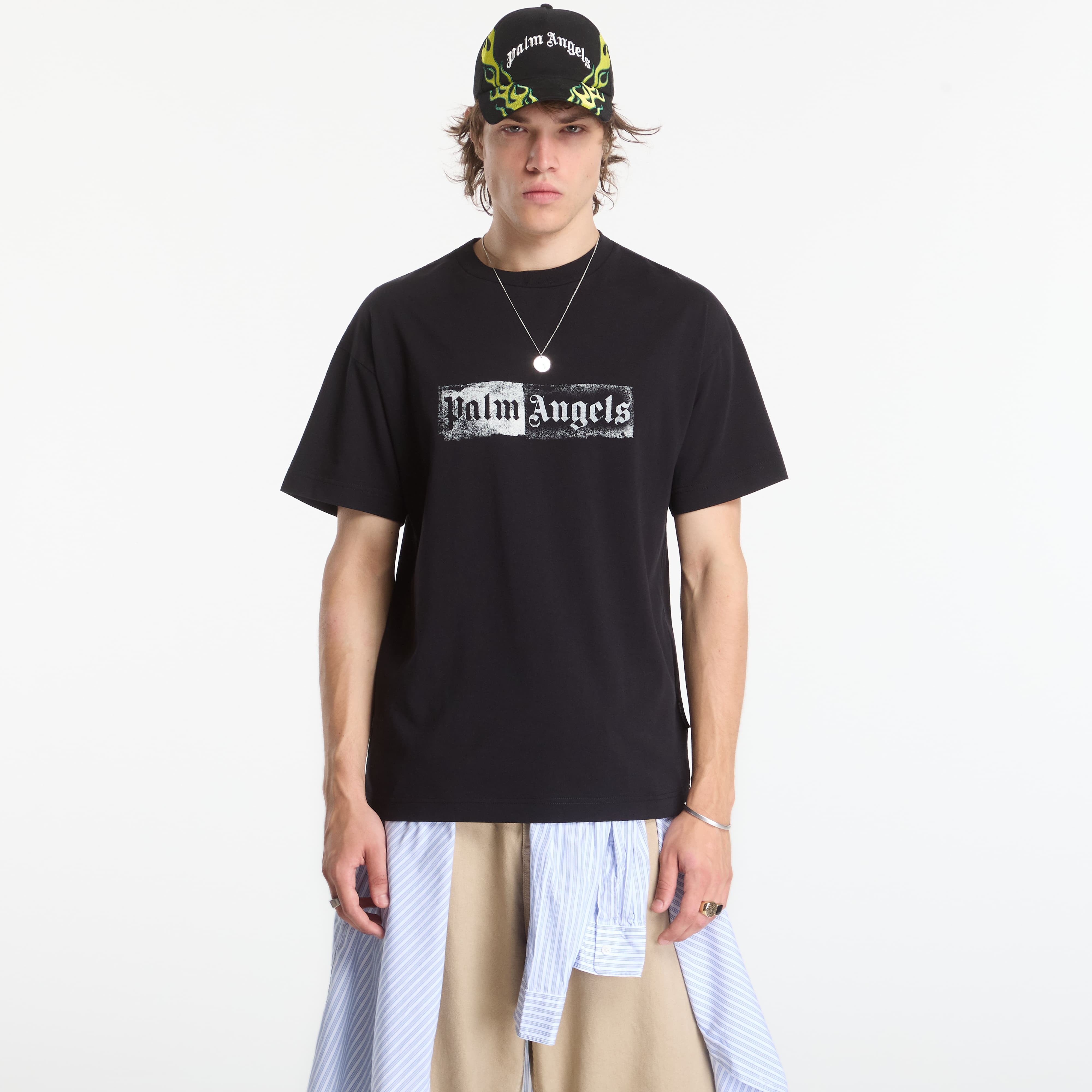 T-Shirt Palm Angels Stamp Logo Regular Tee Black/ Off White S