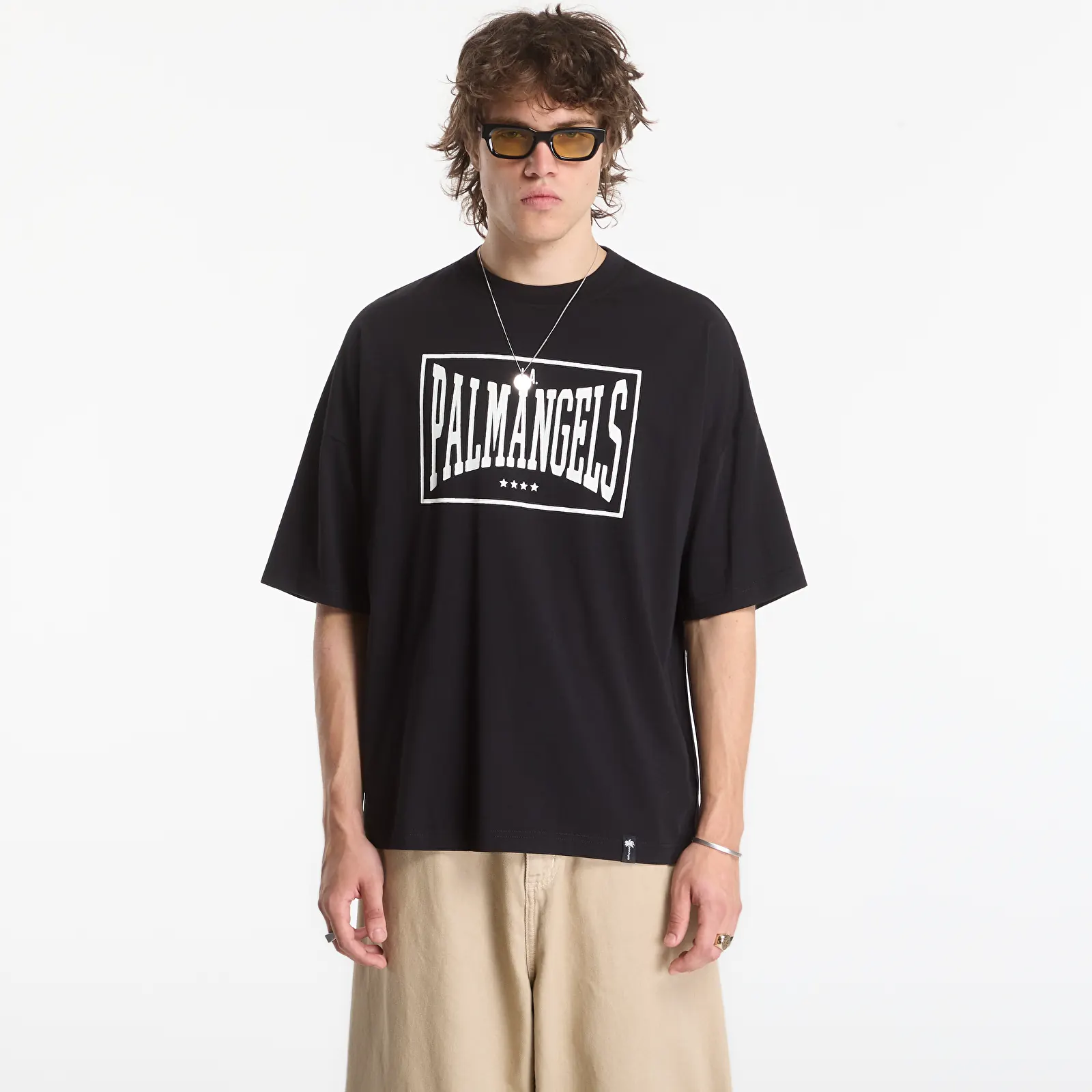 T-Shirts Palm Angels Vintage Box Logo Loose Tee Black/ Off White