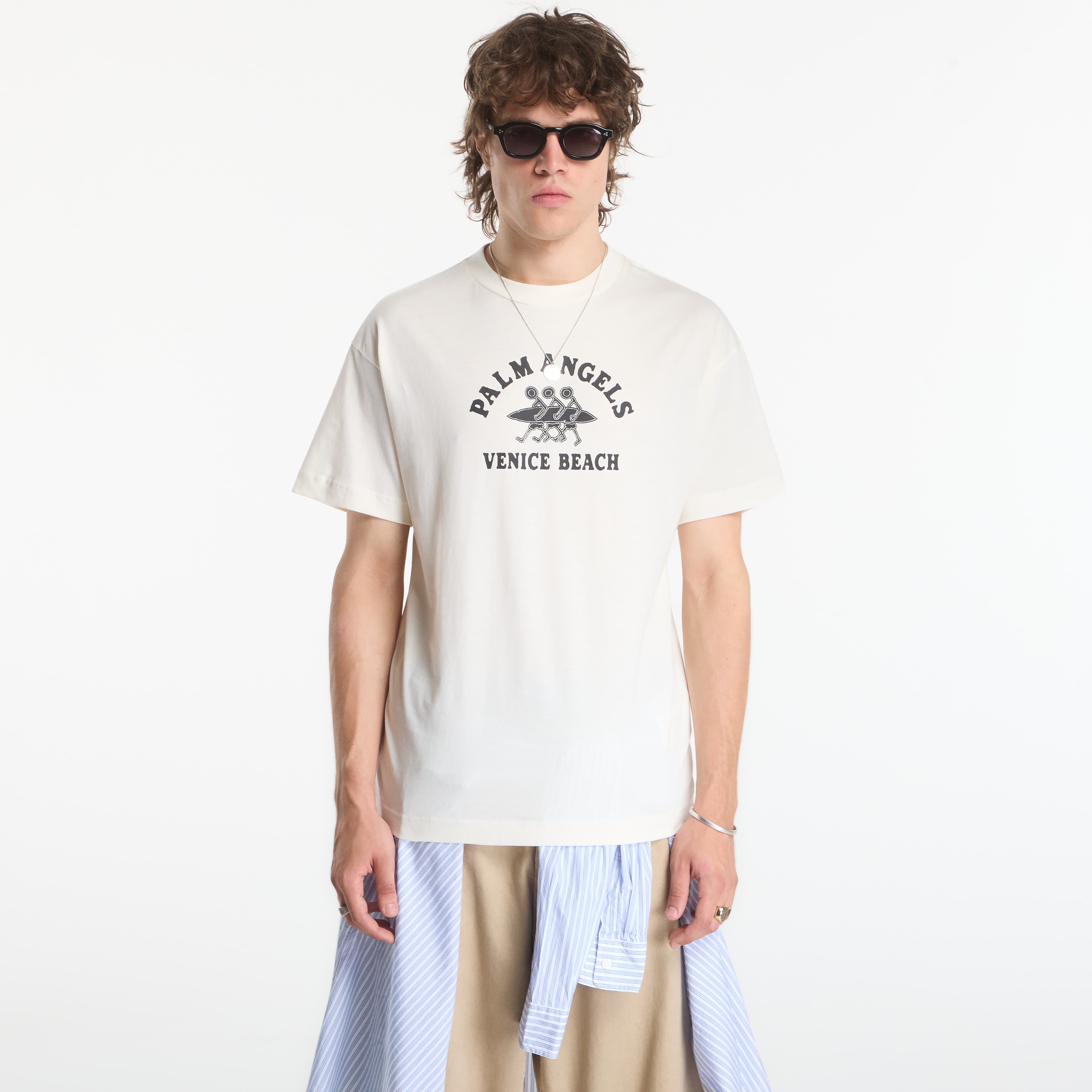 Тениска Palm Angels Surf Men Regular Tee Off White/ Black L