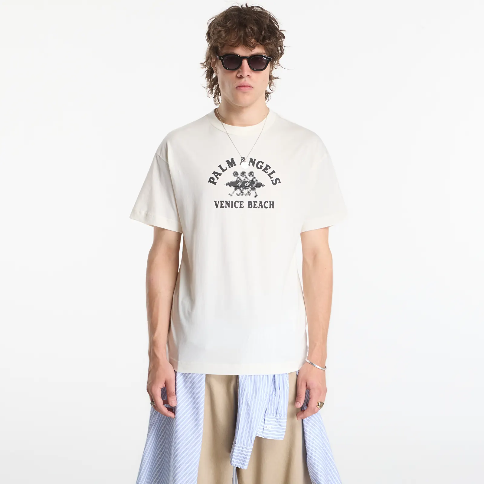 T-paidat Palm Angels Surf Men Regular Tee Off White/ Black