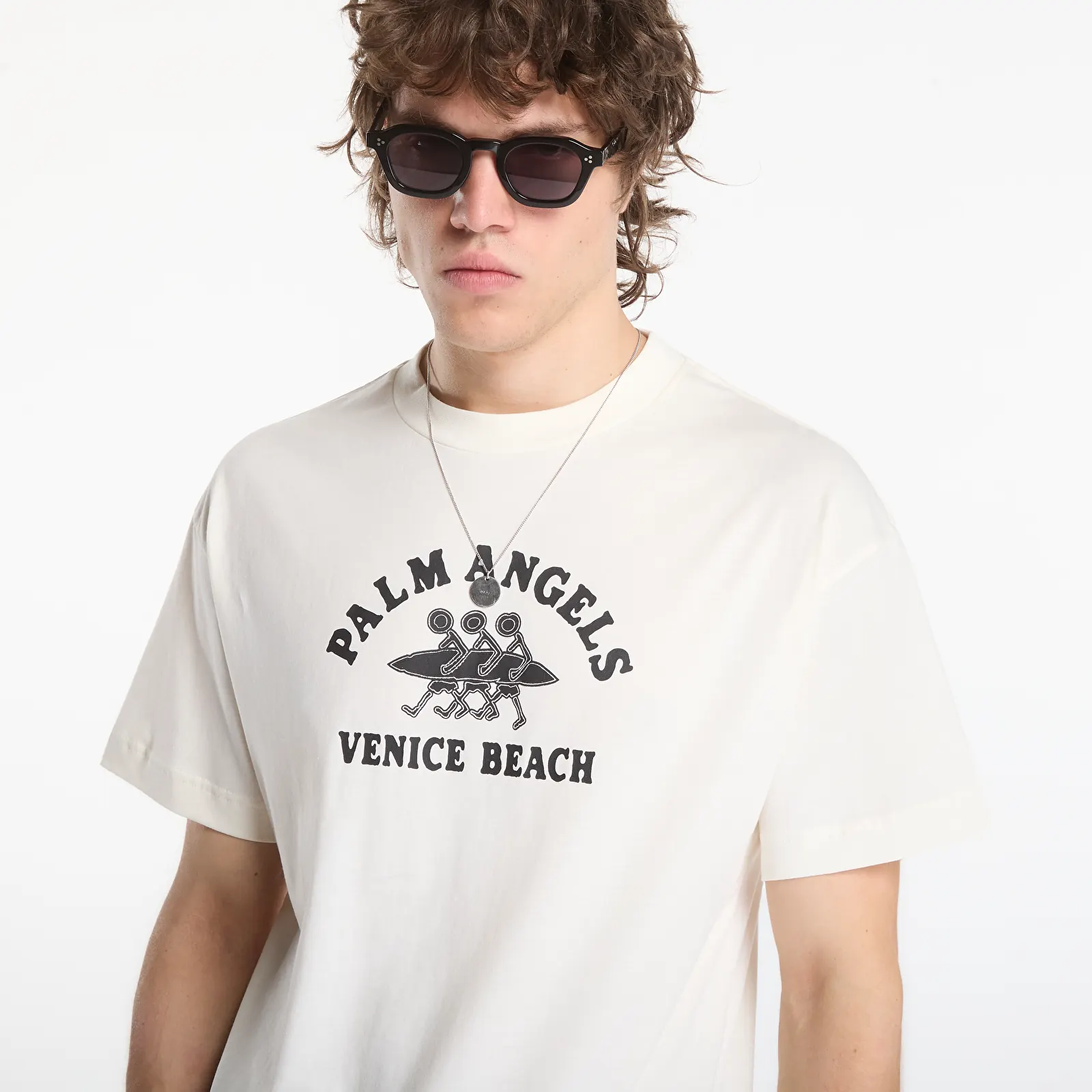 T-paidat Palm Angels Surf Men Regular Tee Off White/ Black