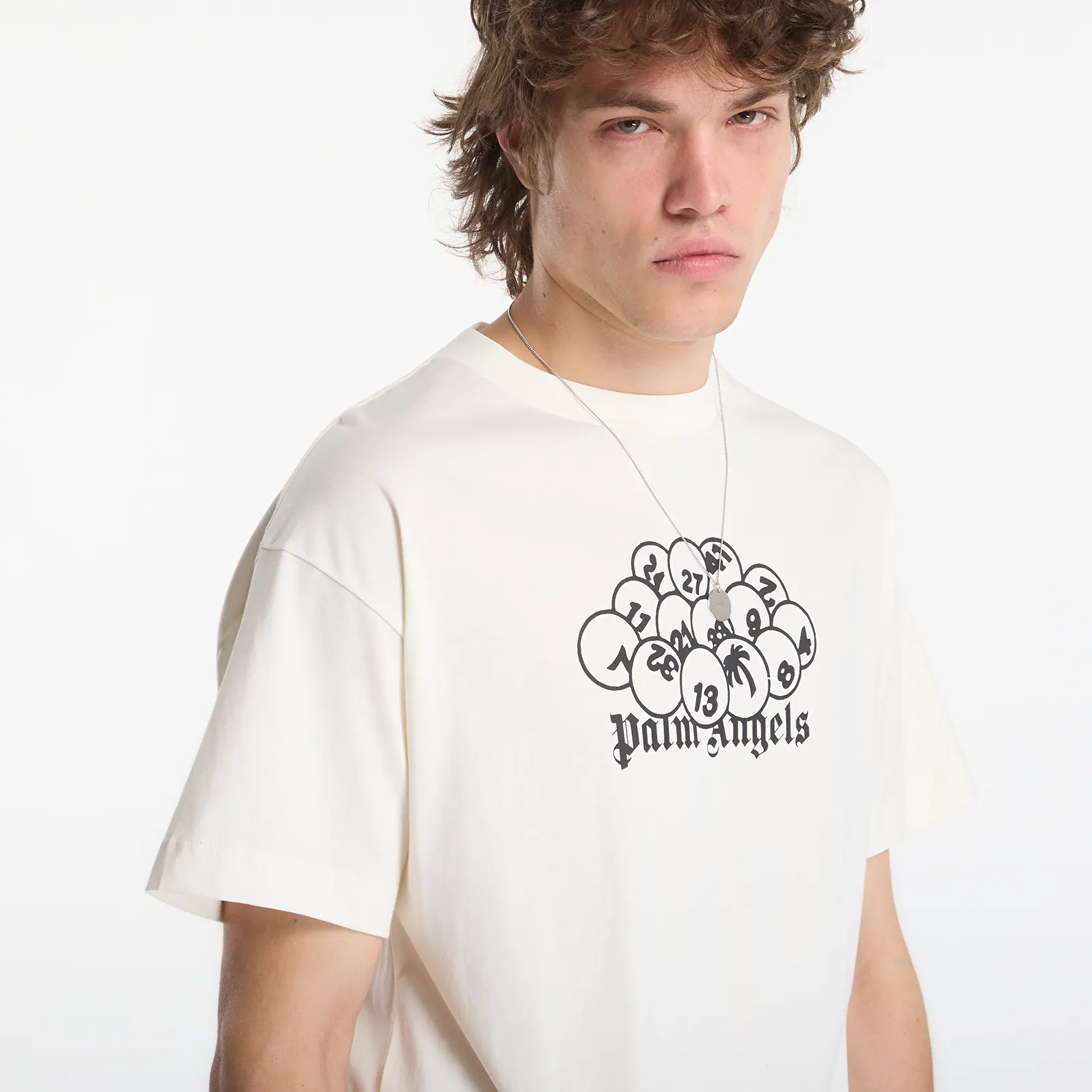 Футболки Palm Angels Pa Pool Regular Tee Off White/ Black