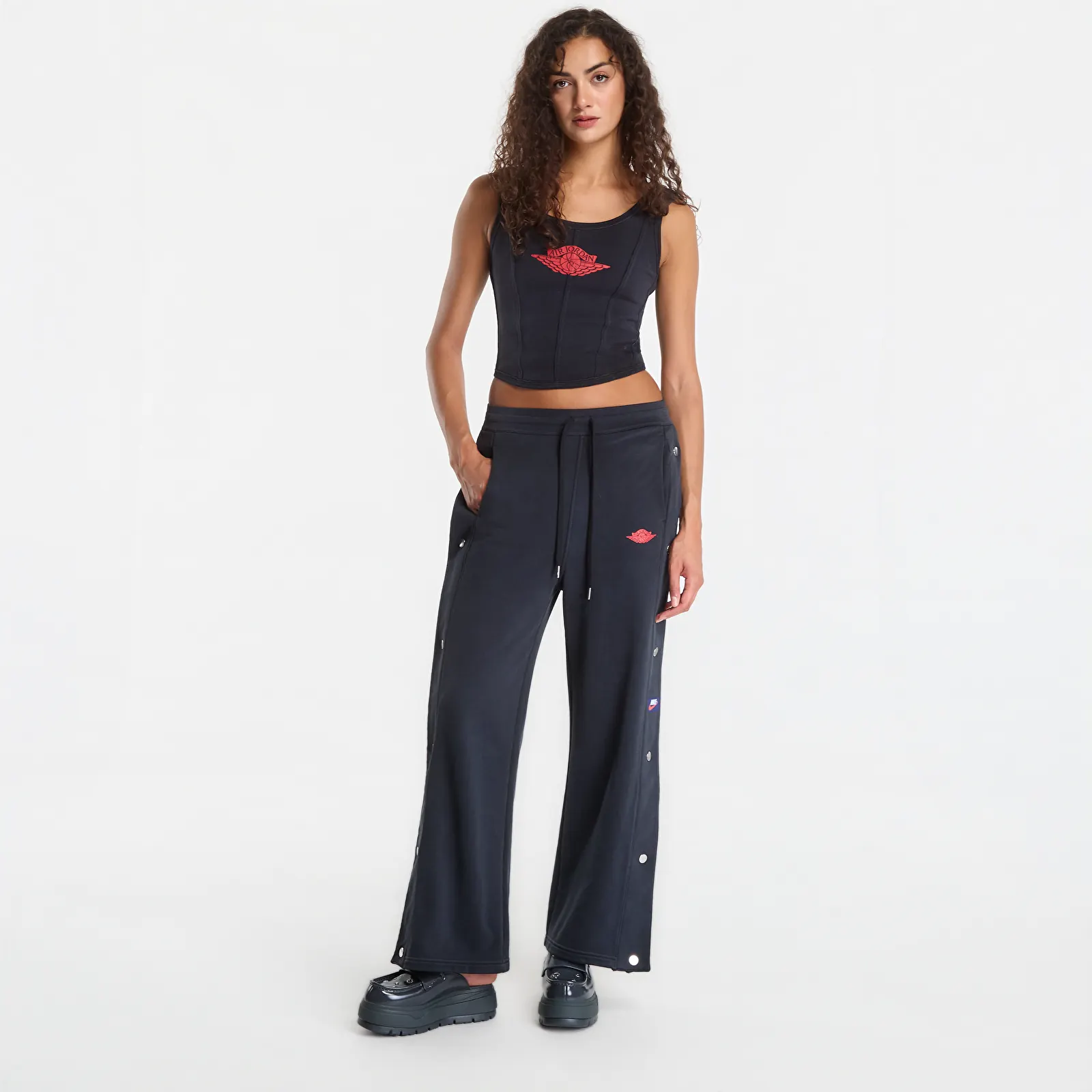 Joggingbyxor Jordan Flight Fleece Women's French Terry Snap Pants Black/ University Red