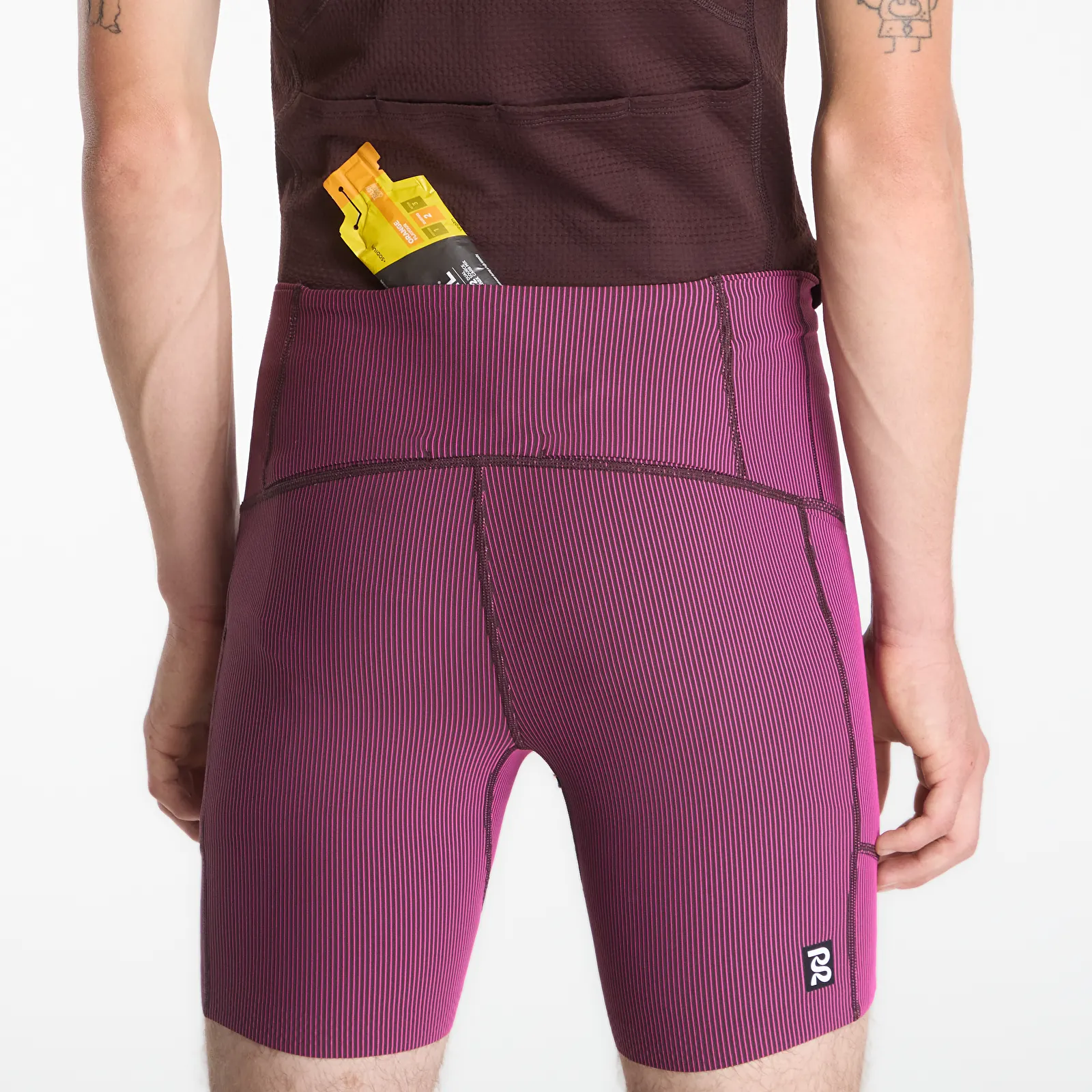Shorts BANDIT Men's Striped Cadence™ Quarter Tights Espresso/ Azalea
