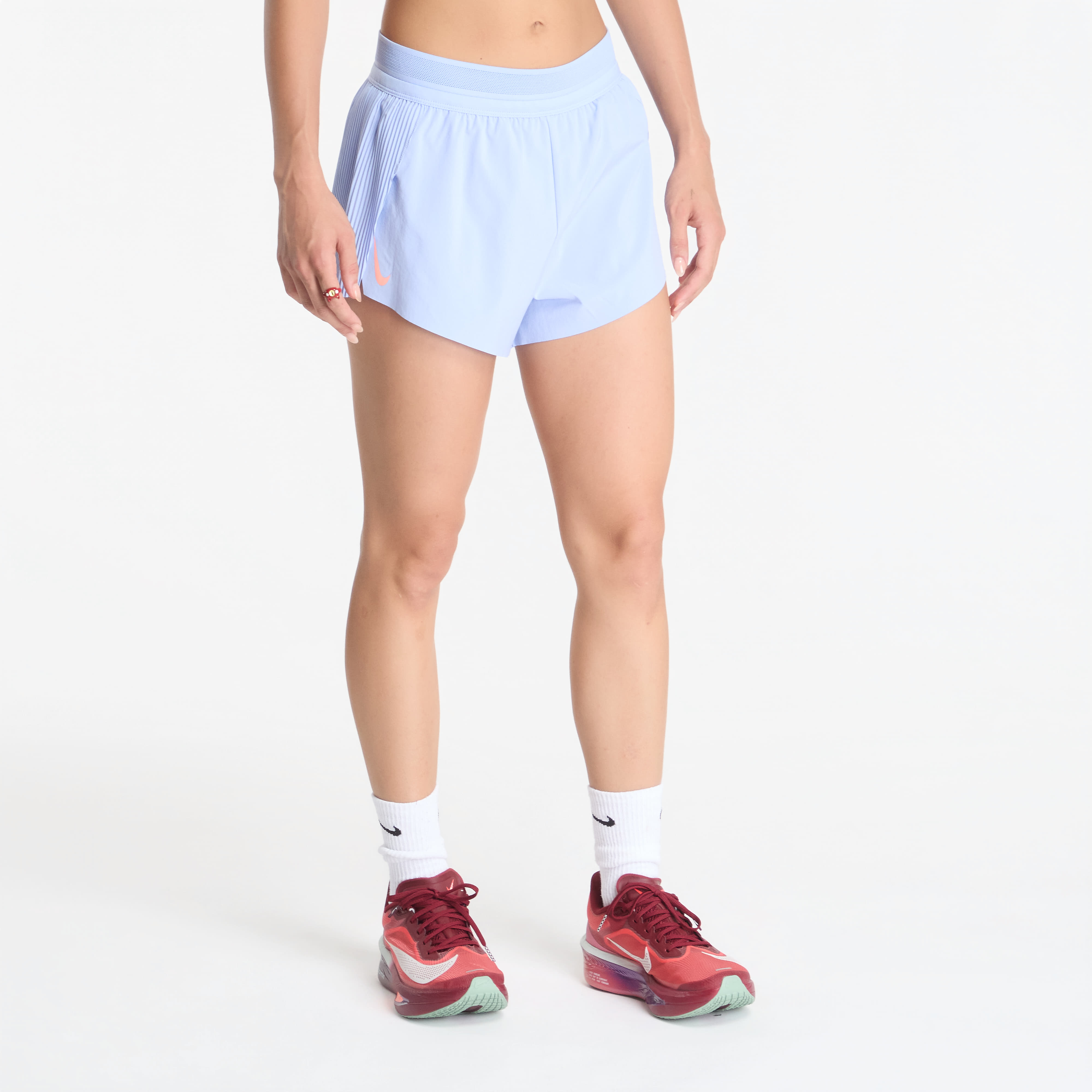Šortky Nike AeroSwift Women's Dri-FIT ADV Mid-Rise 3" Brief-Lined Running Shorts Aluminum/ Black/ White/ Atomic Pink M