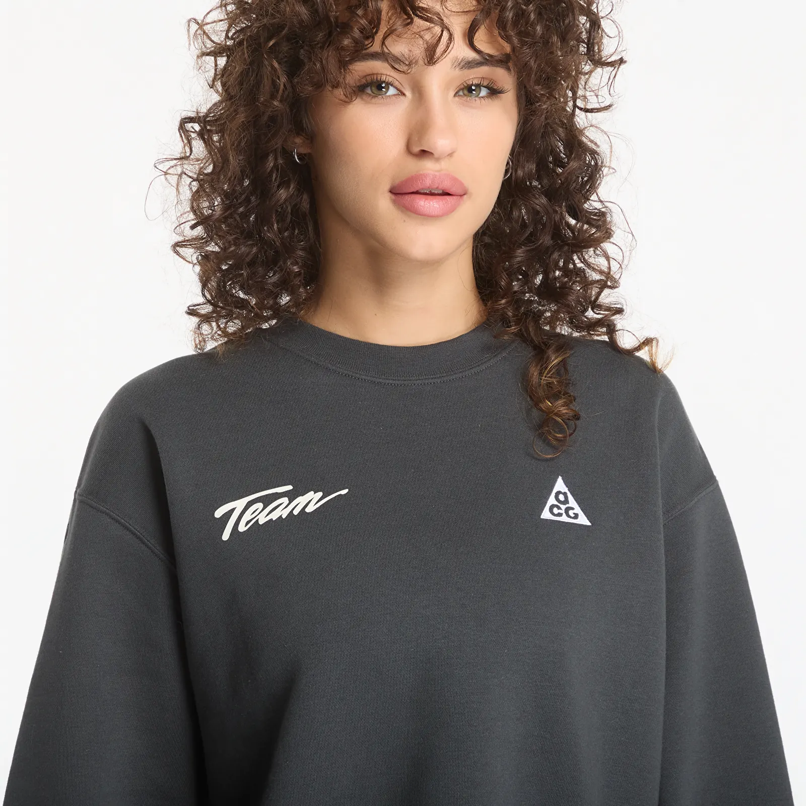 Hoodies and sweatshirts  Nike ACG Tuff Fleece Crew-Neck Sweatshirt Dk Smoke Grey/ White