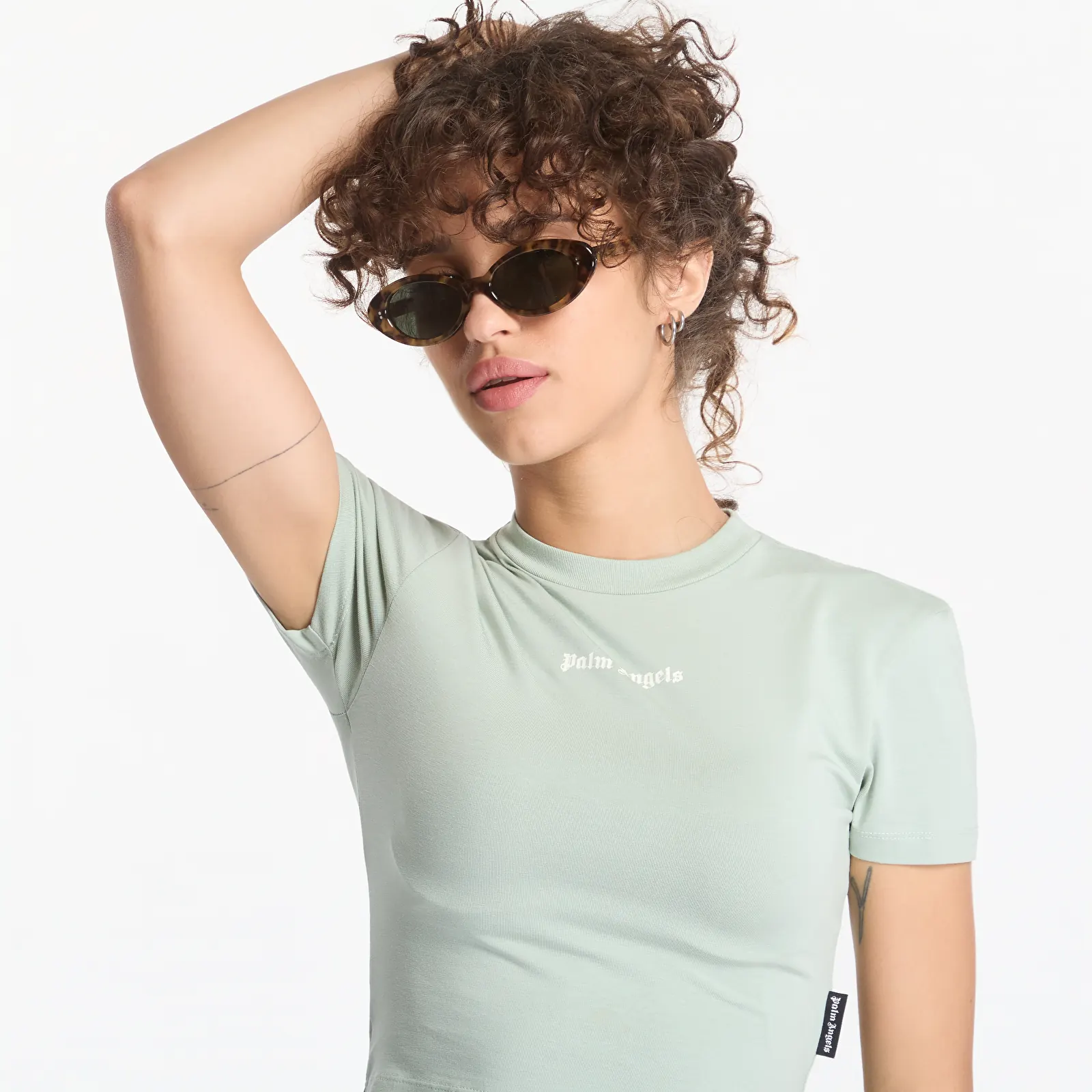 T-shirts  Palm Angels Classic Logo Baby Tee Sage/ Off White
