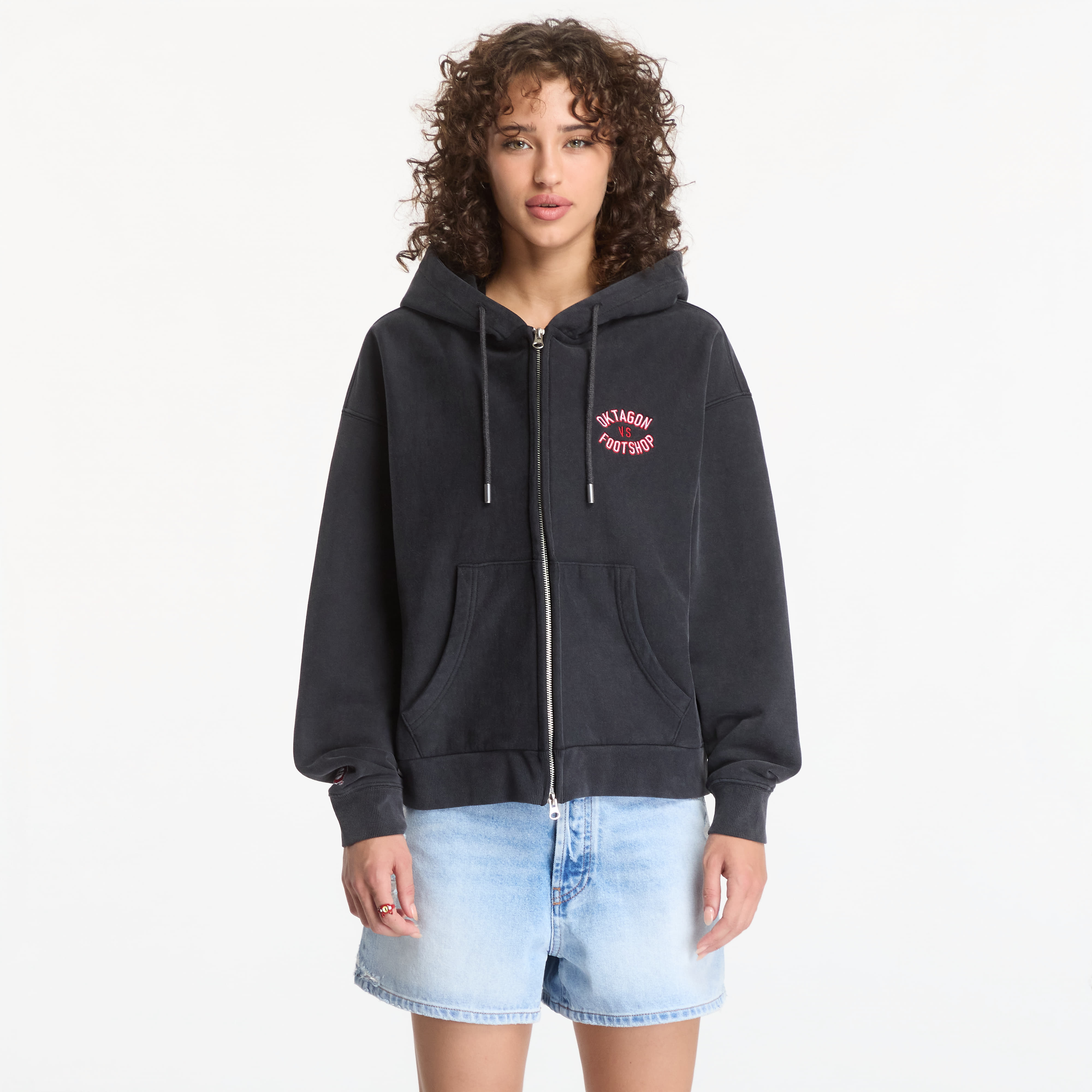 Sweatshirt Footshop x Oktagon Zip-Up Hoodie Black S
