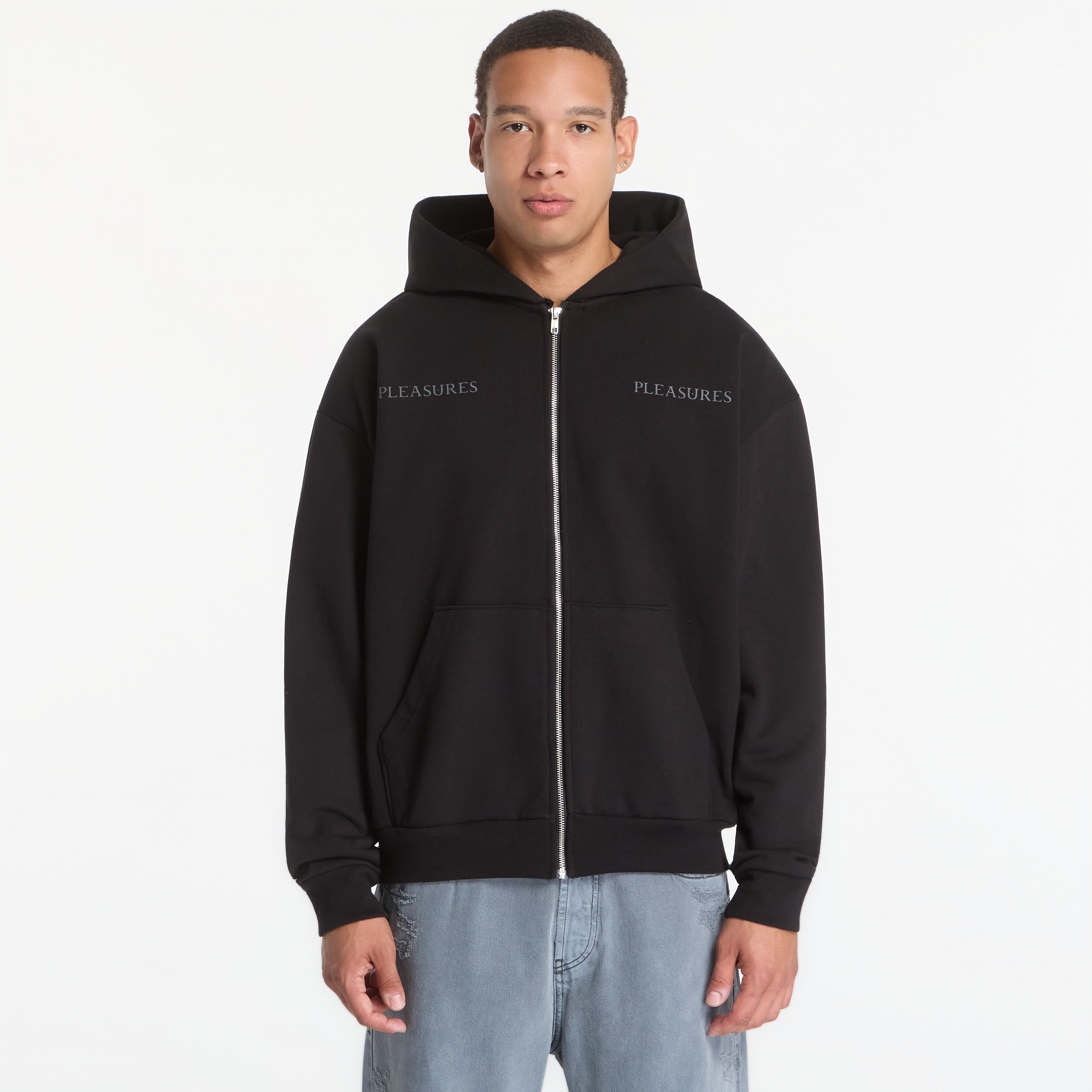 Bluza PLEASURES Spine Zip-Hoodie Black XXL