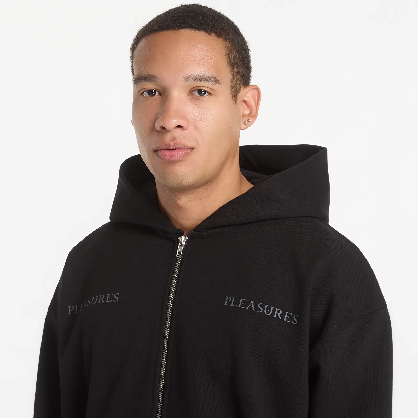 Bluzy PLEASURES Spine Zip-Hoodie Black