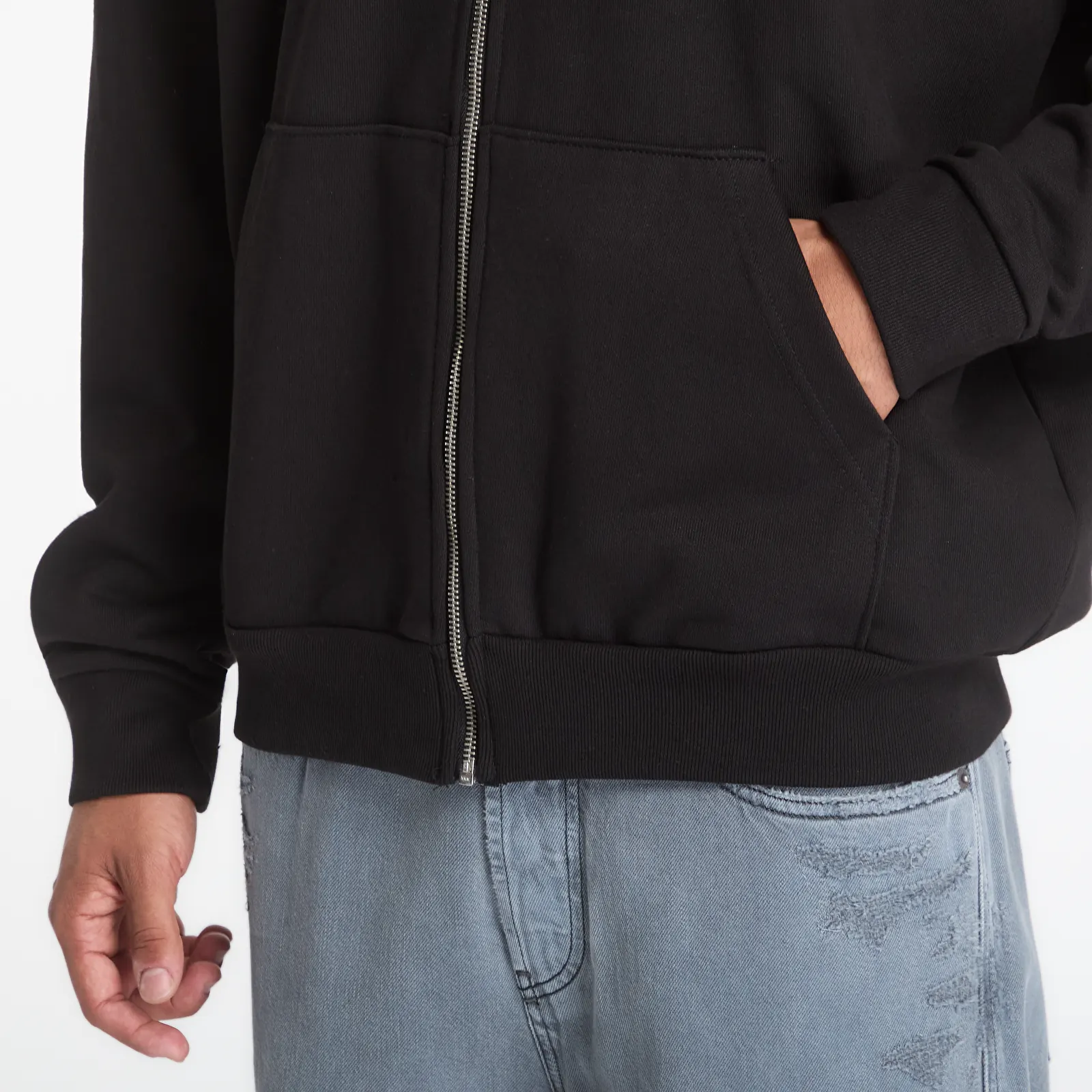 Bluzy PLEASURES Spine Zip-Hoodie Black