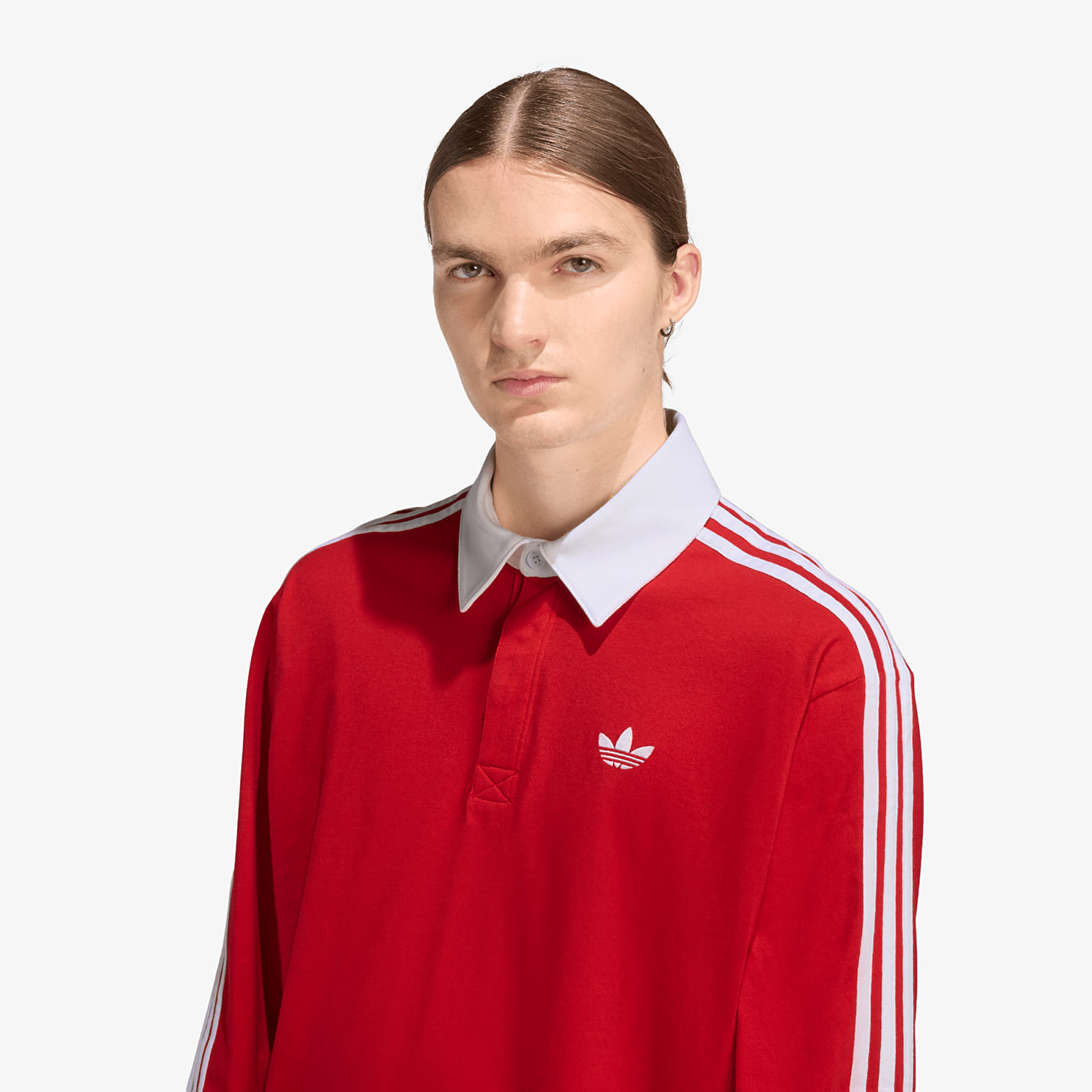 T-shirts  adidas 3-STRIPES Rugby Longsleeve Polo Better Scarlet