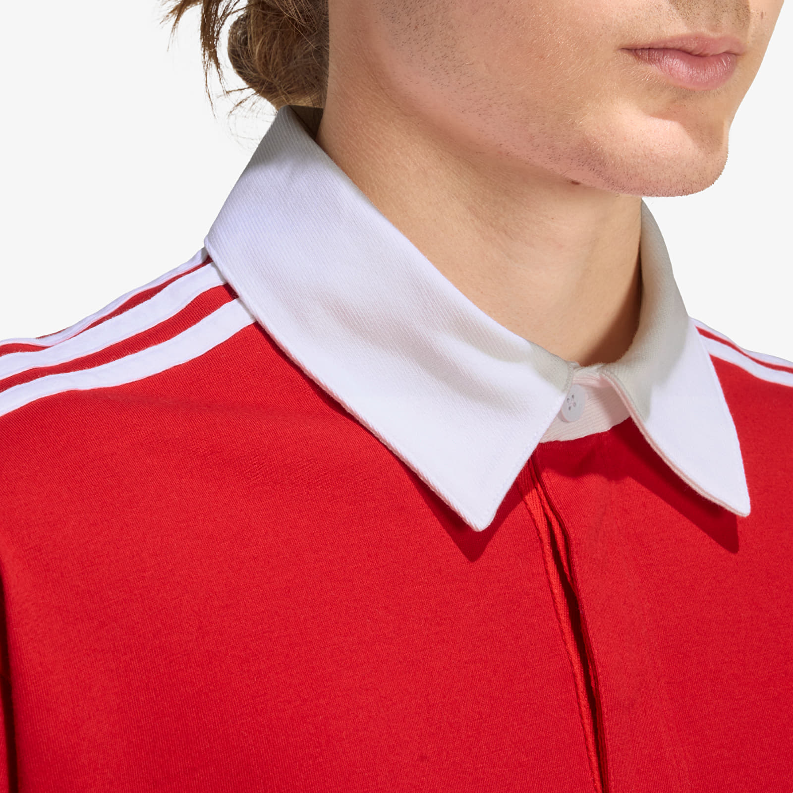 T-shirts  adidas 3-STRIPES Rugby Longsleeve Polo Better Scarlet