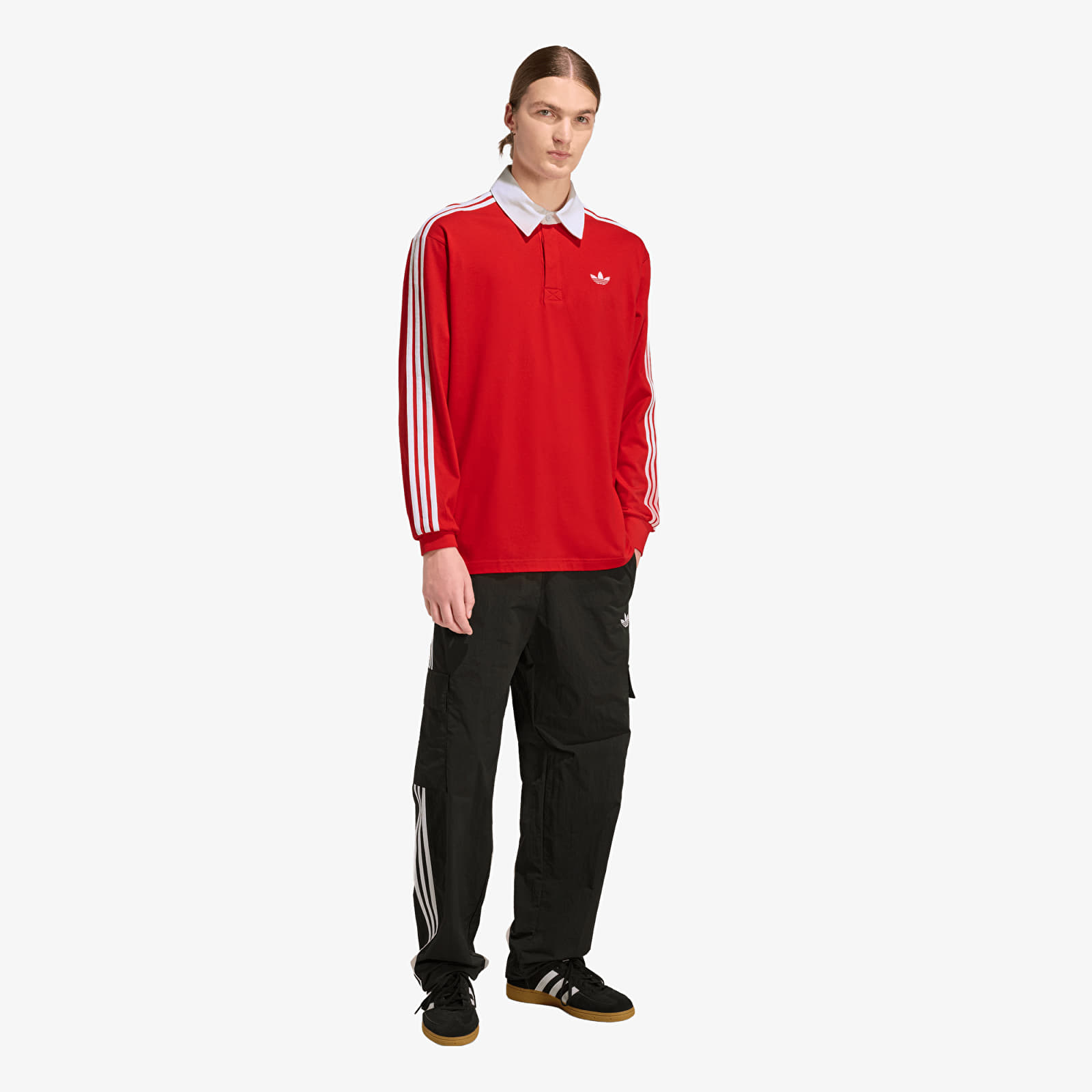 T-shirts  adidas 3-STRIPES Rugby Longsleeve Polo Better Scarlet
