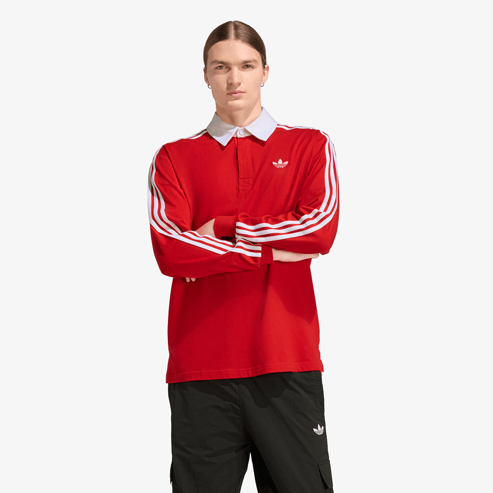 T-shirts  adidas 3-STRIPES Rugby Longsleeve Polo Better Scarlet