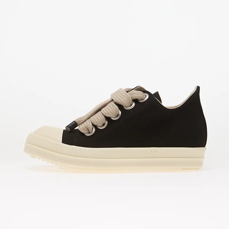 Rick Owens DRKSHDW Denim Shoes - Jumbolace Low Sneaks Black/ Milk/ Milk