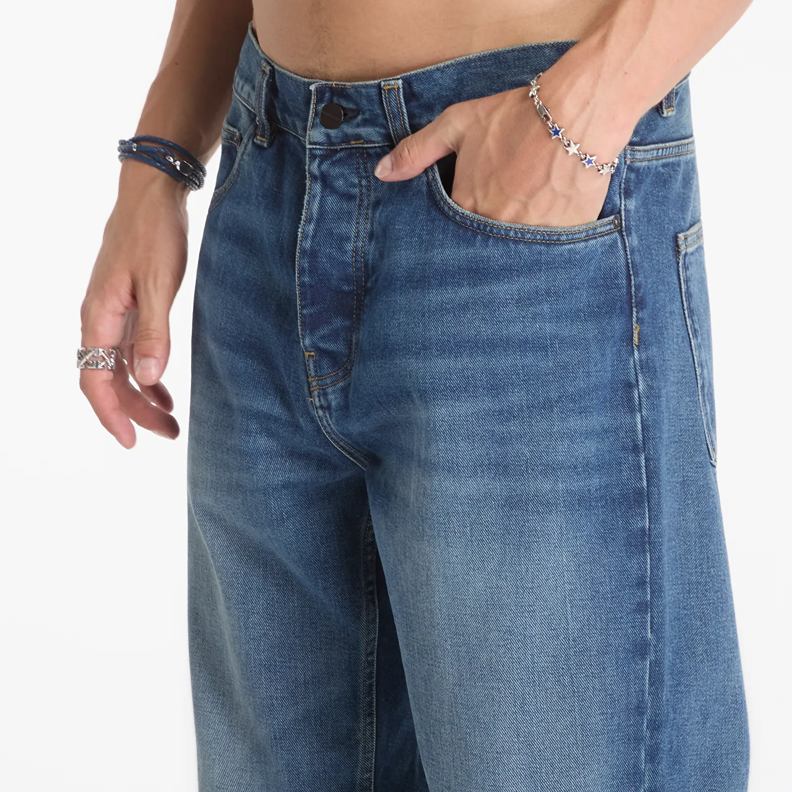 Jeans Carhartt WIP Newel Pant Blue Dark Used Wash