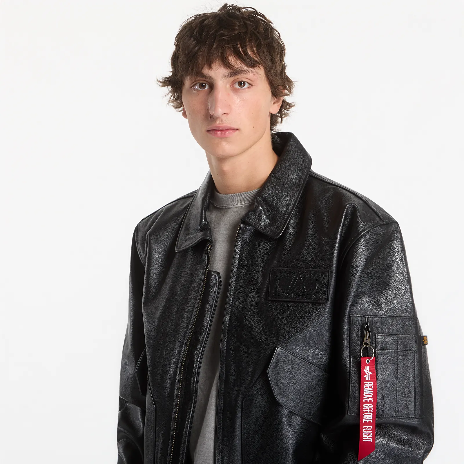 Bomber dzekik Alpha Industries CWU-45/P Leather Vintage Black