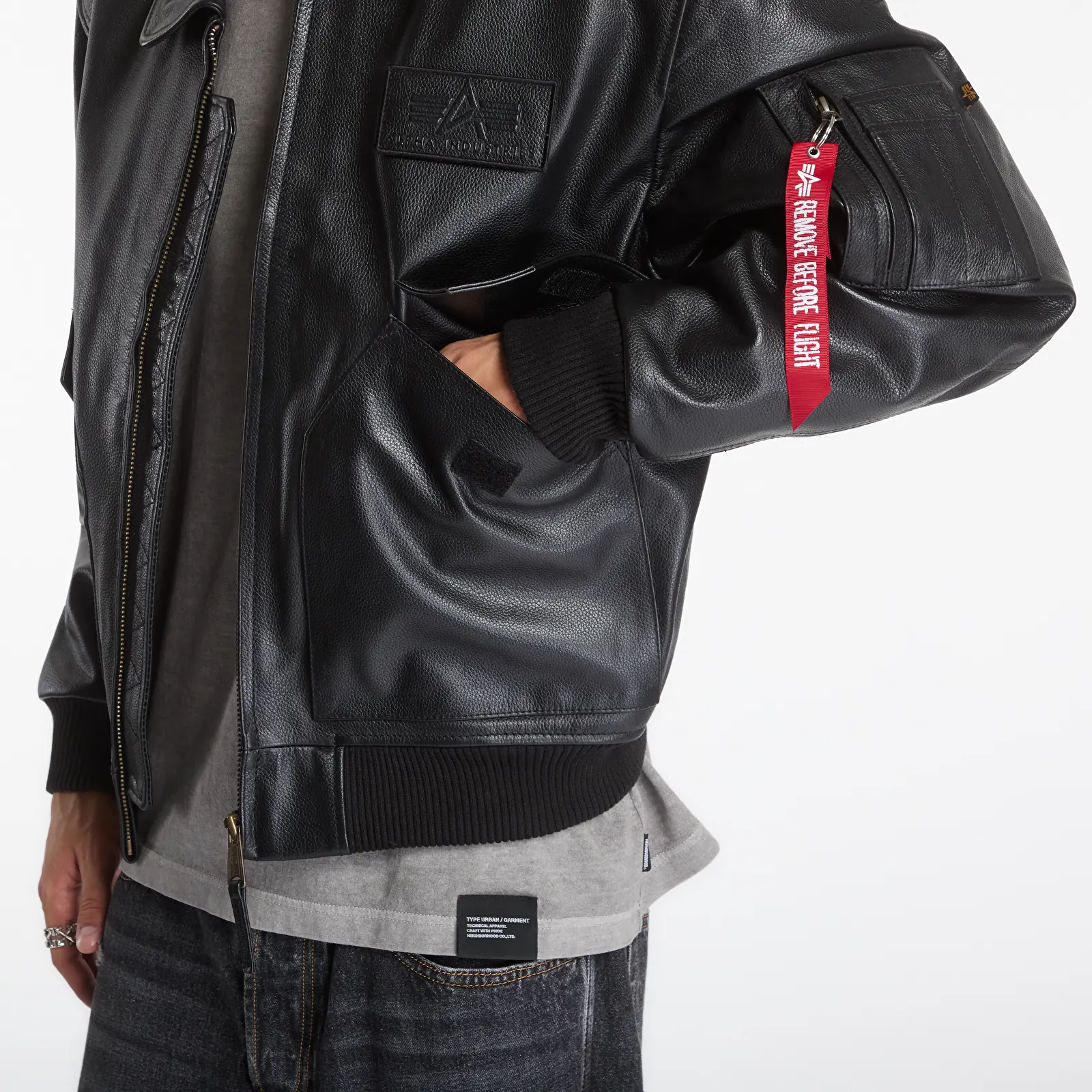 Bomber dzekik Alpha Industries CWU-45/P Leather Vintage Black
