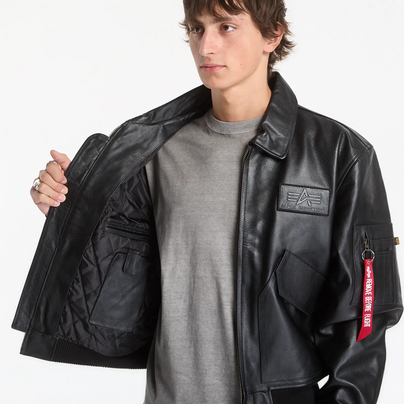 Bomber dzekik Alpha Industries CWU-45/P Leather Vintage Black