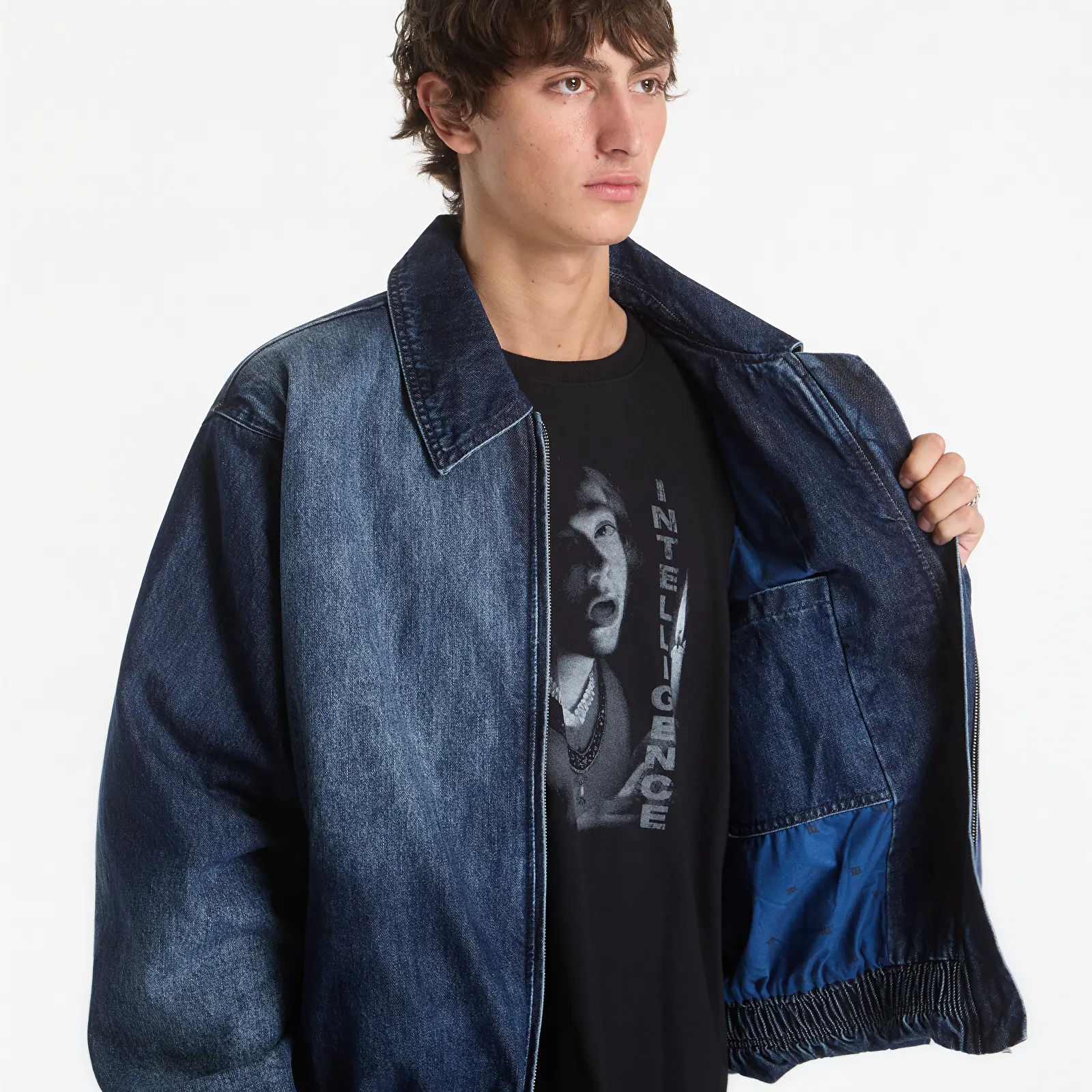 Blousons bomber MISBHV Denim Austin Grime Blue Bomber Jacket UNISEX