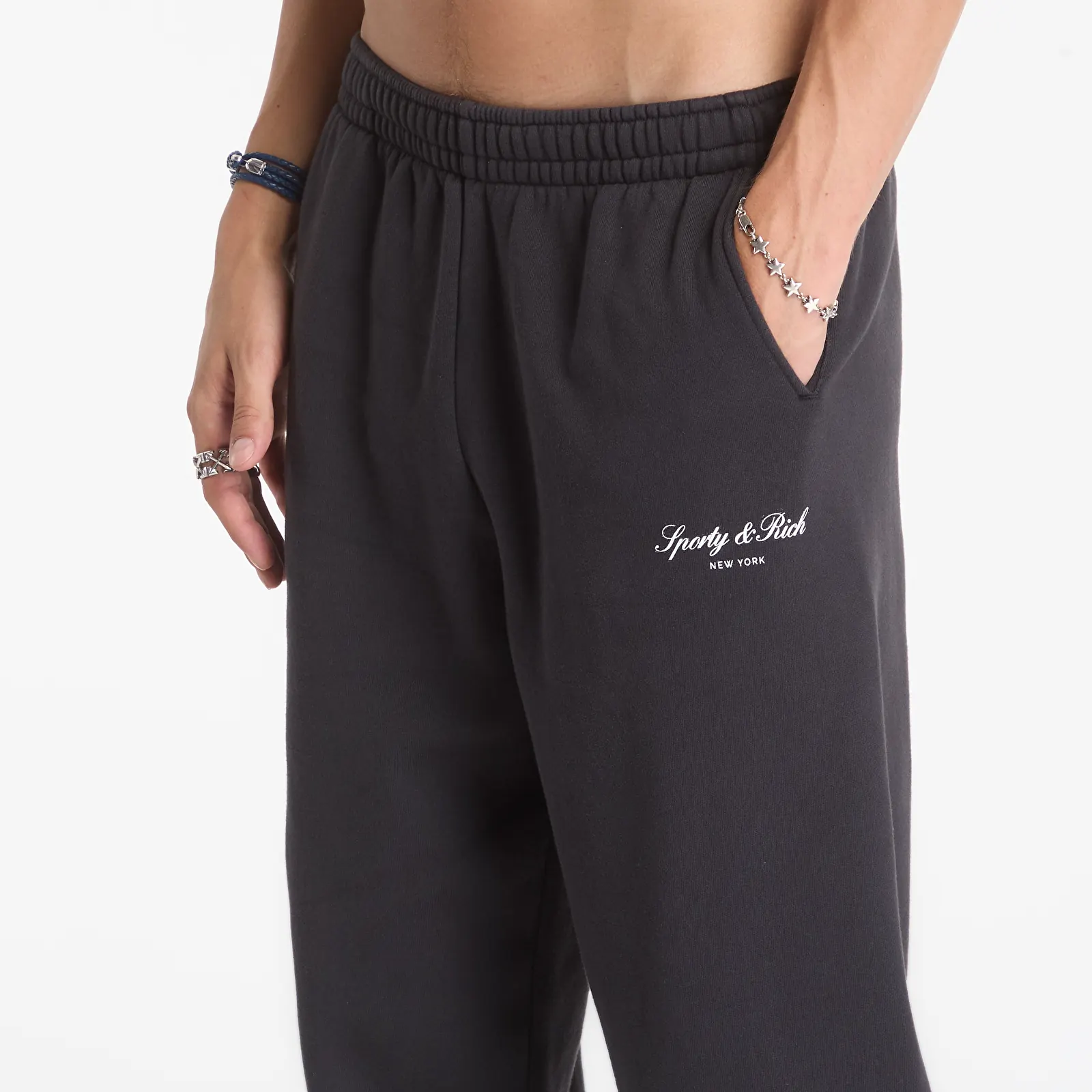 Jogger Pants Sporty & Rich Signature NY Sweatpant UNISEX Faded Black