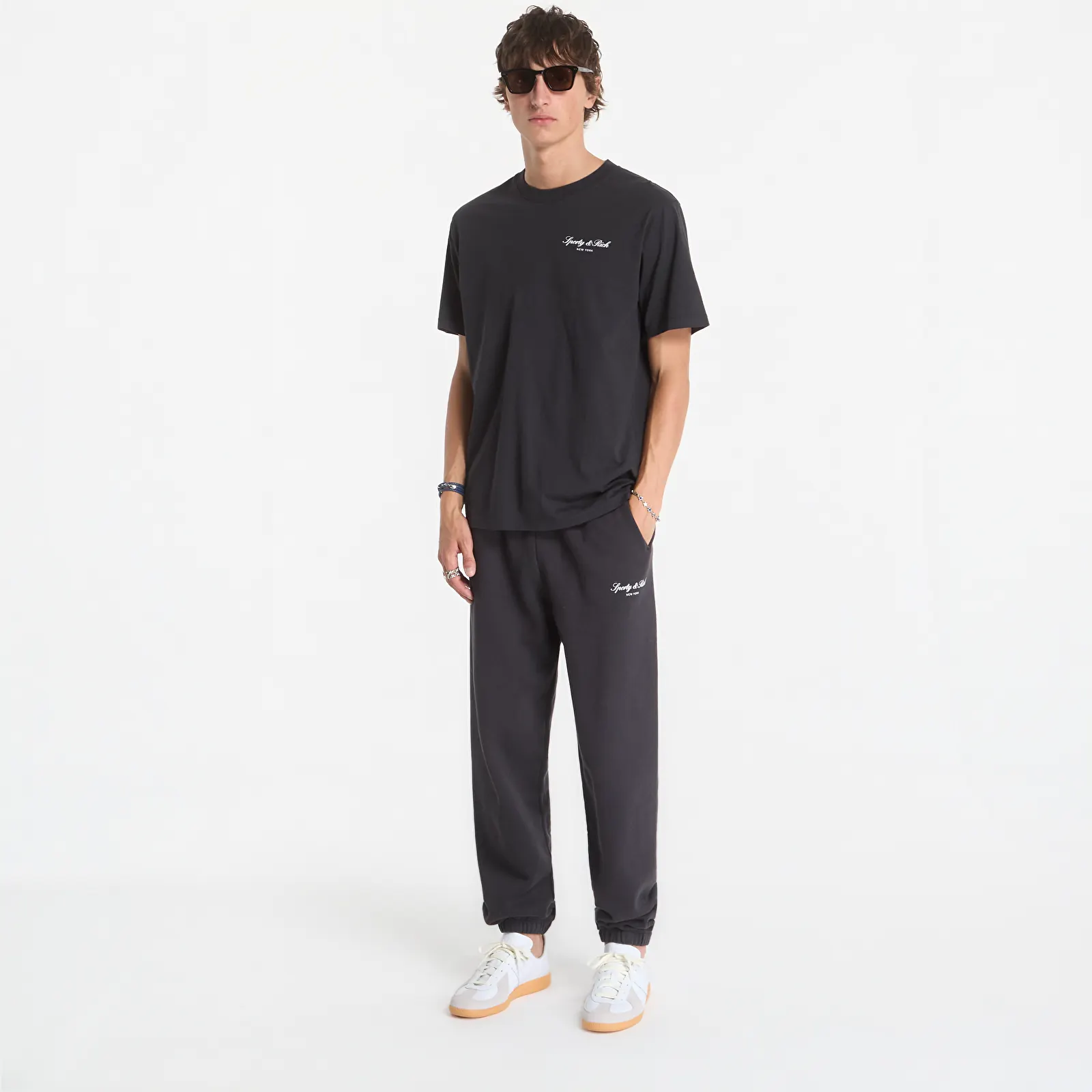 Jogger Pants Sporty & Rich Signature NY Sweatpant UNISEX Faded Black