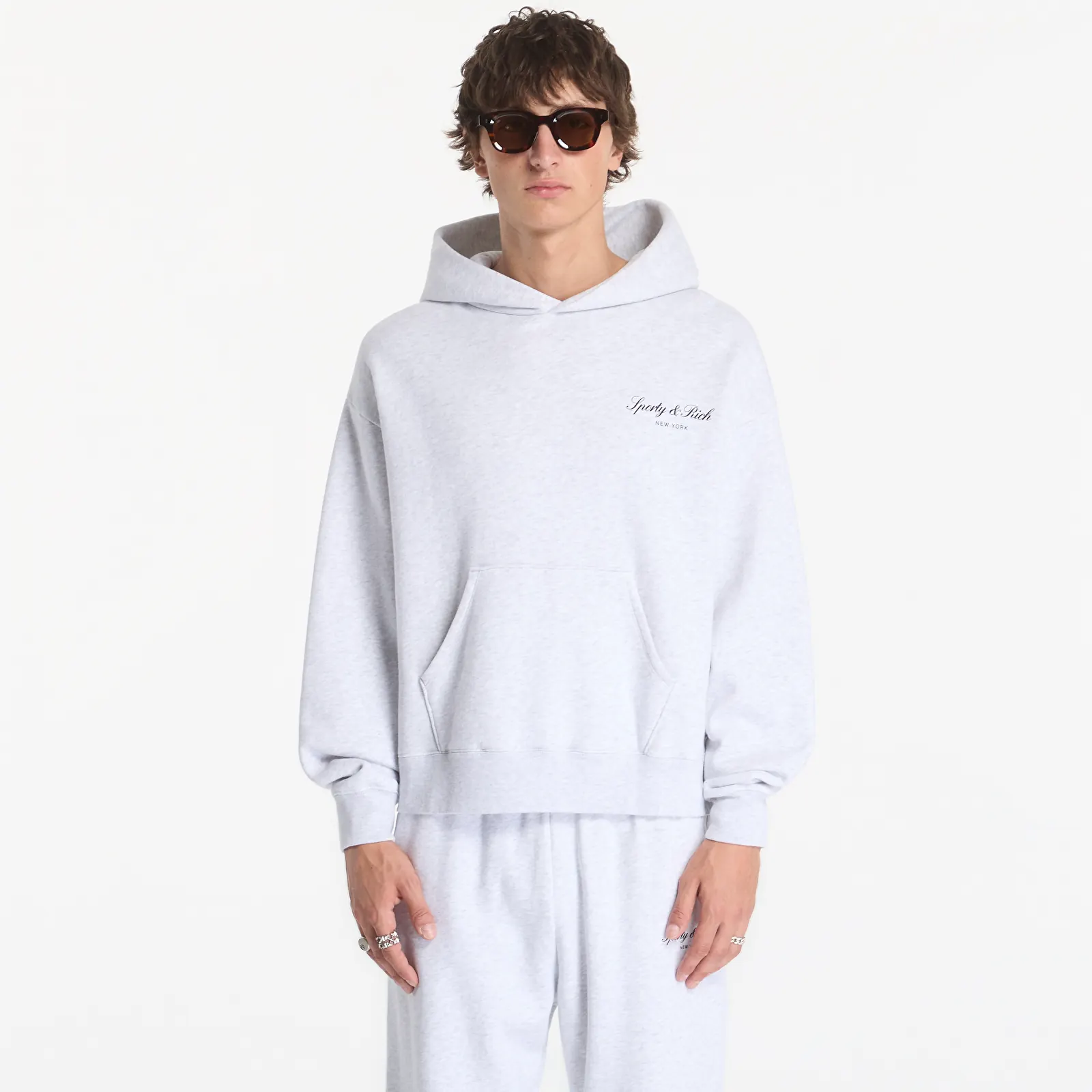 Hoodies and sweatshirts  Sporty & Rich Signature NY Hoodie UNISEX Heather Gray