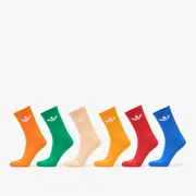 adidas Trefoil Cushion Crew Socks 6-Pack Halo Blush/ Blue/ Green