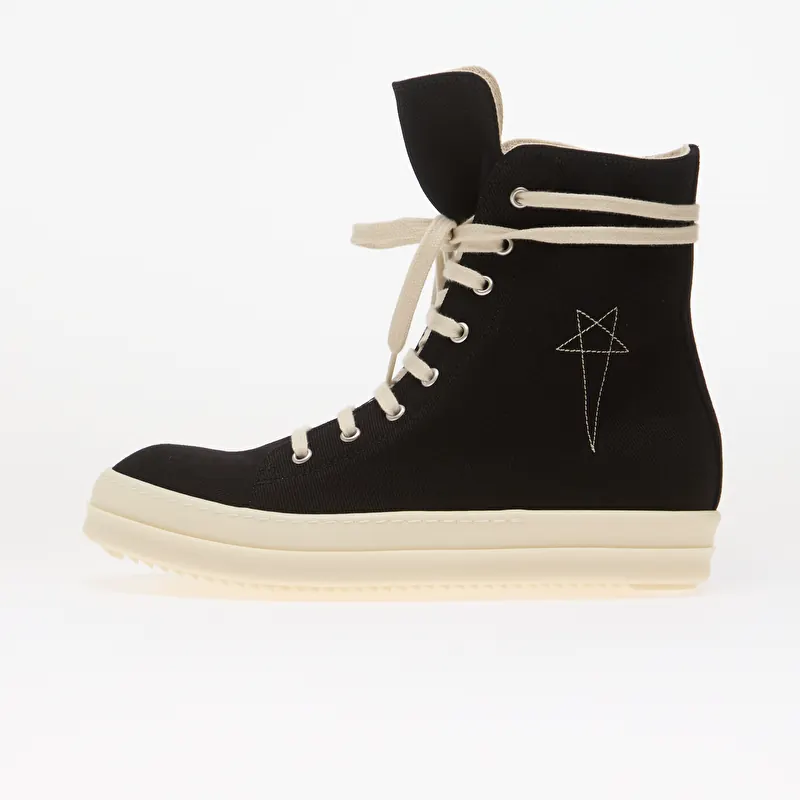 Rick Owens DRKSHDW Denim Shoes - Vegan Sneaks Black/ Pearl/ Milk