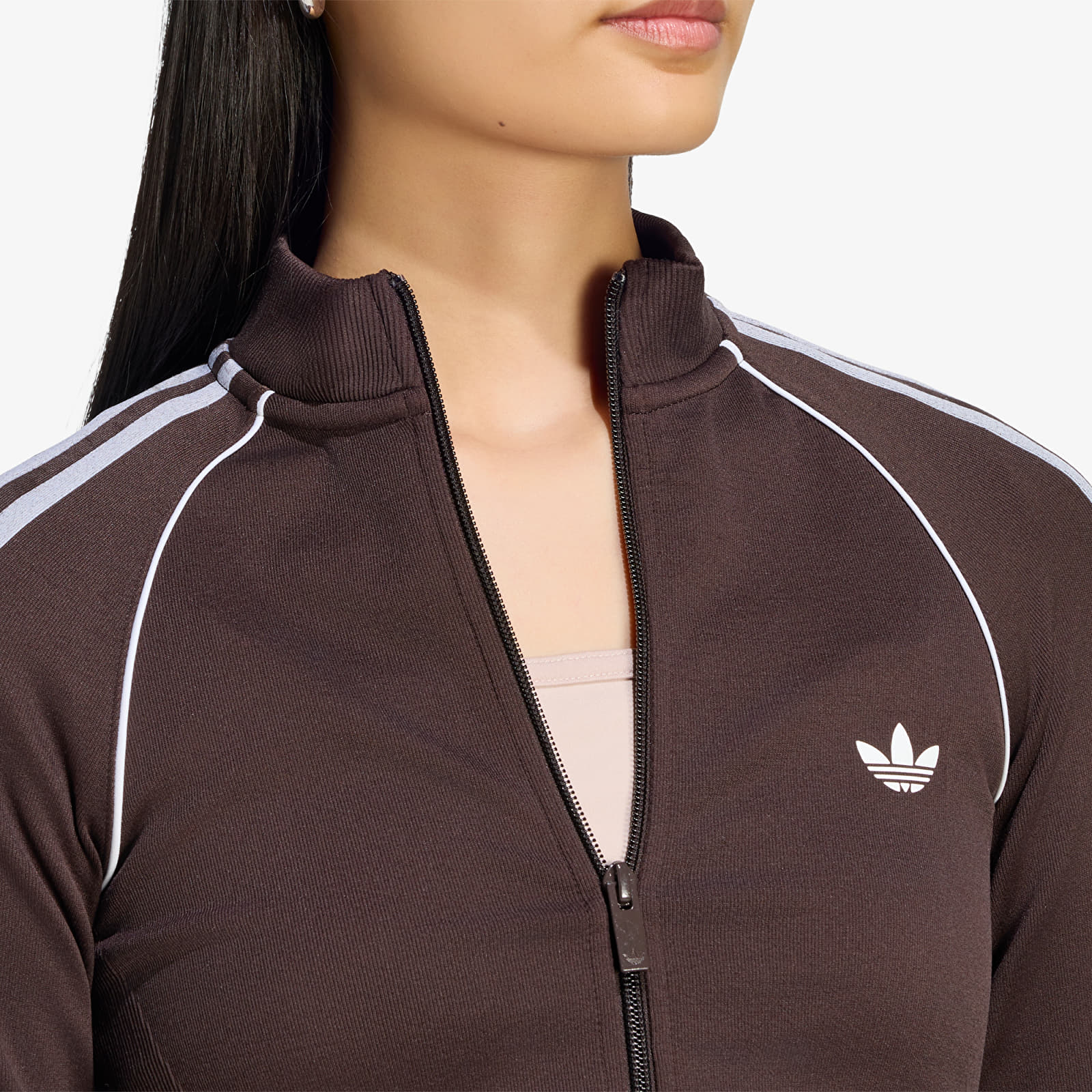Ženske dukserice adidas Essentials 3 Stripes Seamless Tracktop Aurora Coffee