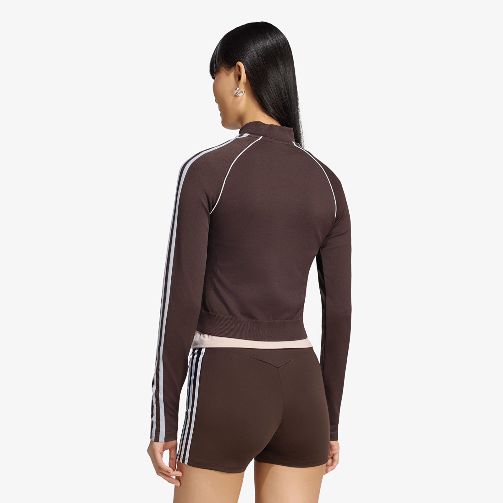 Ženske dukserice adidas Essentials 3 Stripes Seamless Tracktop Aurora Coffee