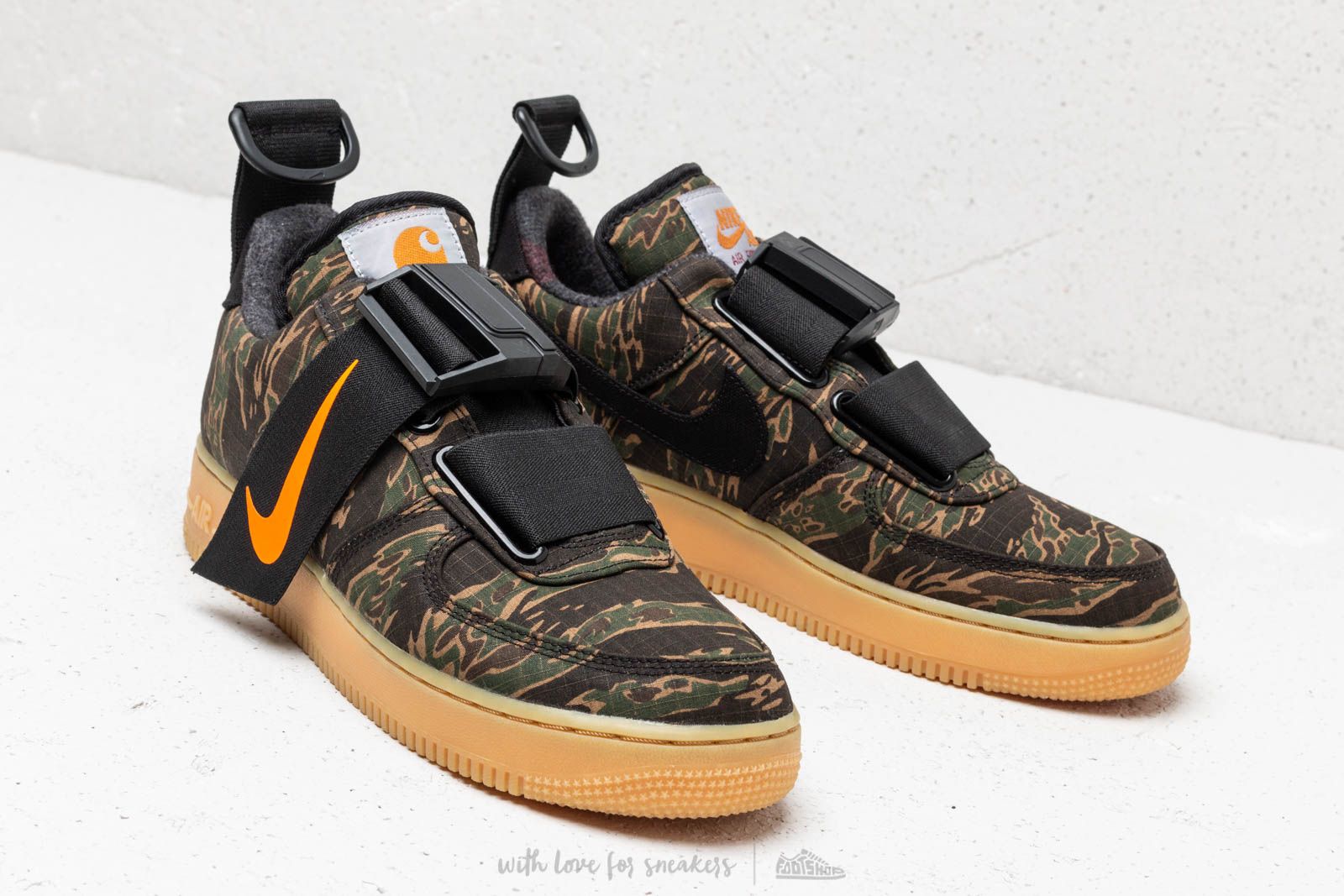 Men s shoes Nike x Carhartt WIP Air Force 1 UT Low Premium Camo Green Total Orange Footshop