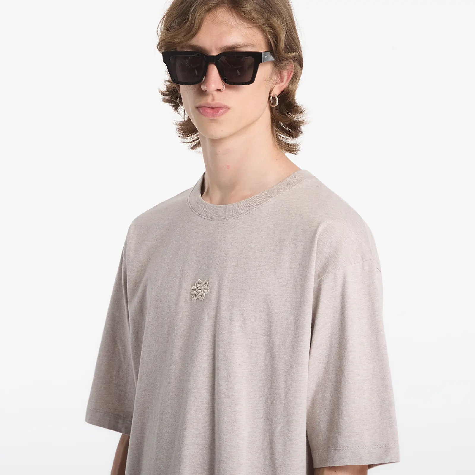 Trička Filling Pieces T-Shirt Boxy Embroidered Melange Pure