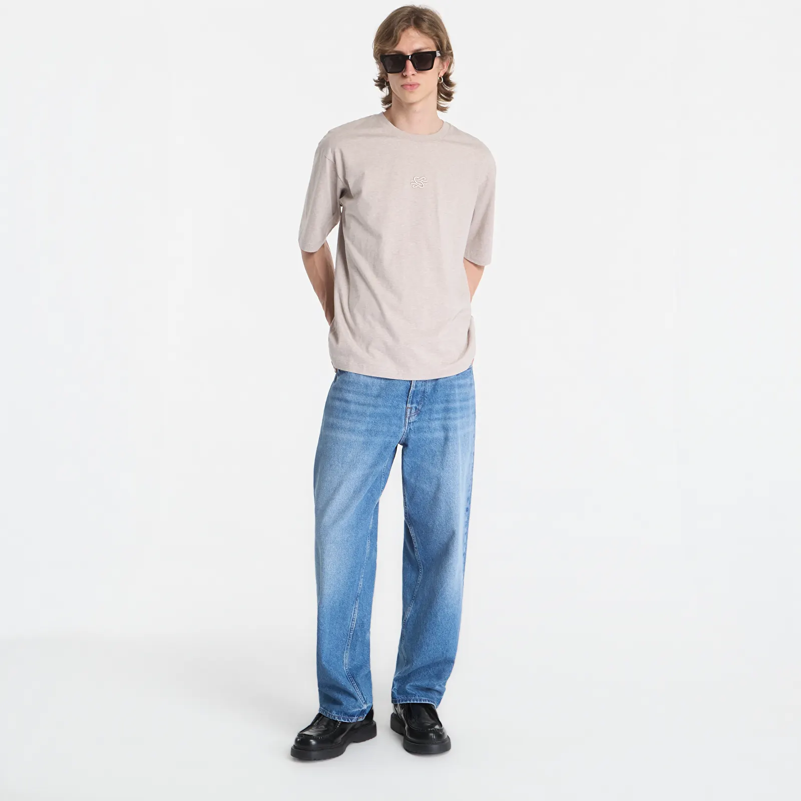 Trička Filling Pieces T-Shirt Boxy Embroidered Melange Pure