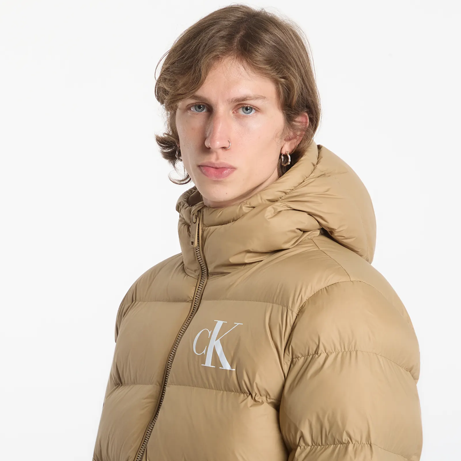 Πουπουλένια μπουφάν Calvin Klein Jeans Ls Ltwt Nyln Paded H Brown